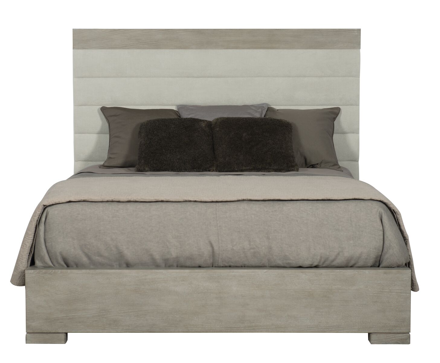 Bernhardt Furniture Linea Tufted Panel Bed  in Cerused Greige