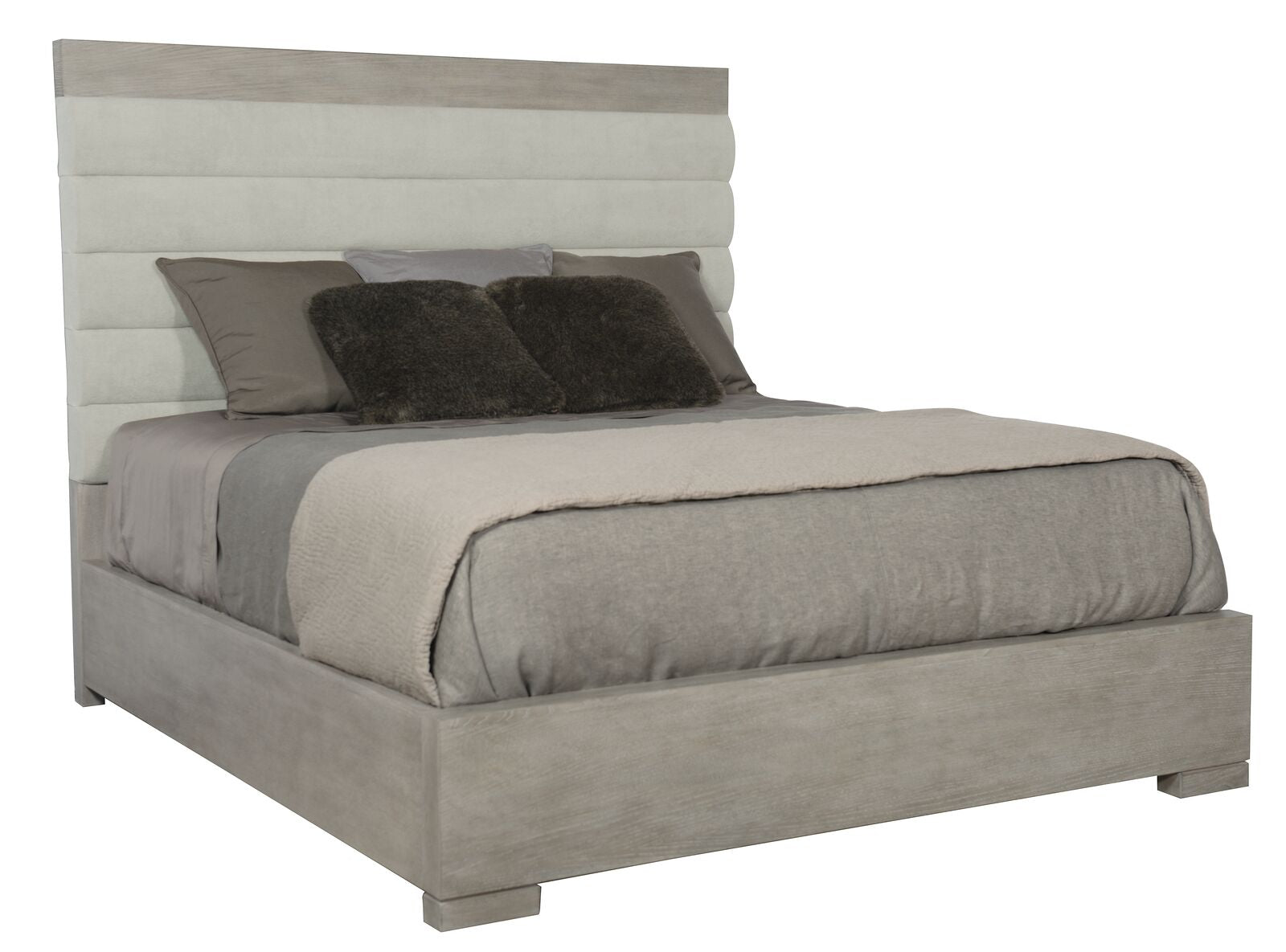 Bernhardt Furniture Linea Tufted Panel Bed  in Cerused Greige