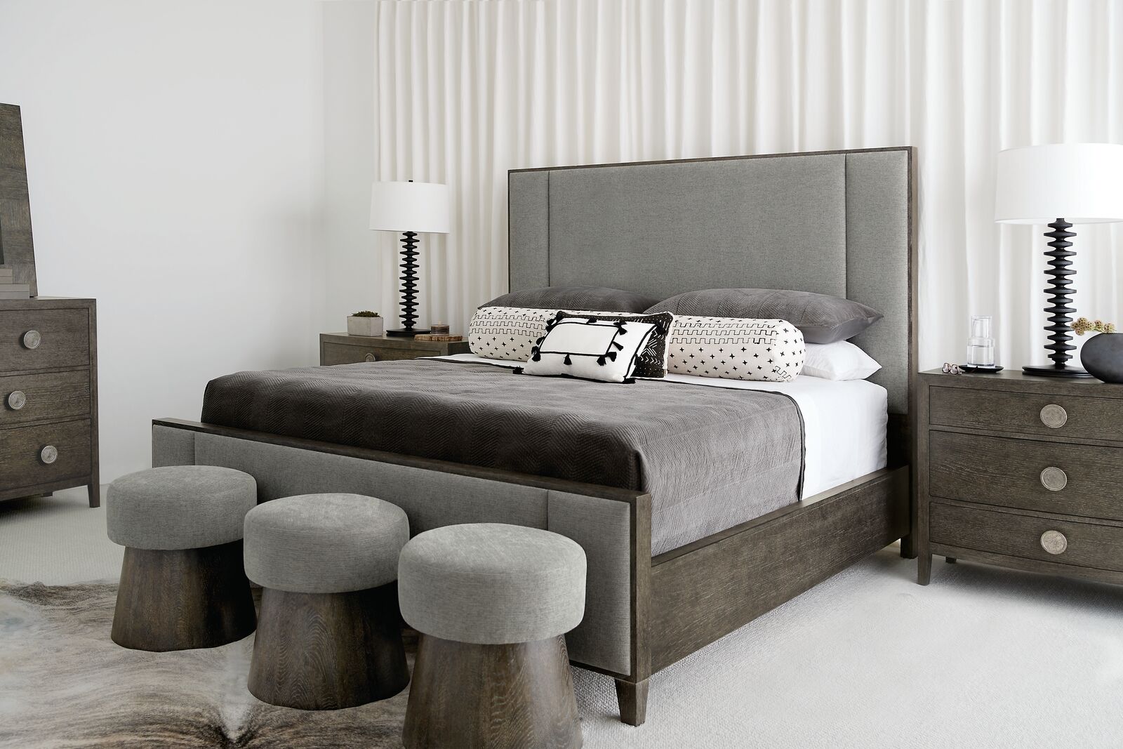 Bernhardt Furniture Linea Nightstand in Cerused Charcoal