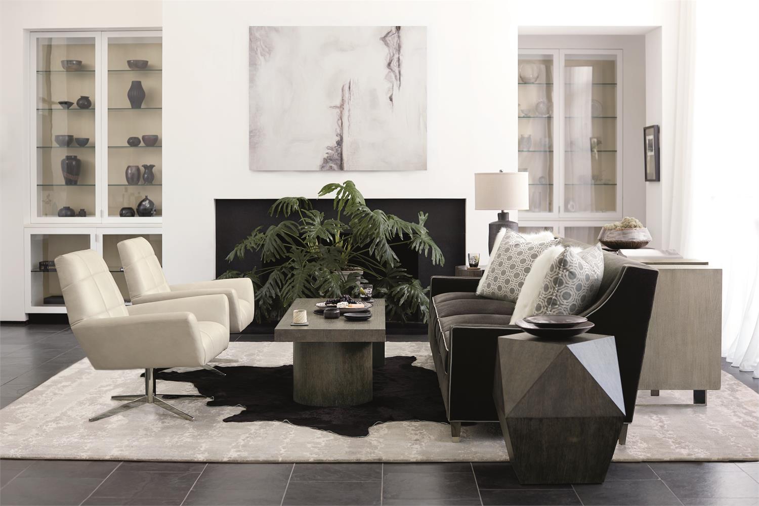 Bernhardt Furniture Linea Side Table in Cerused Charcoal