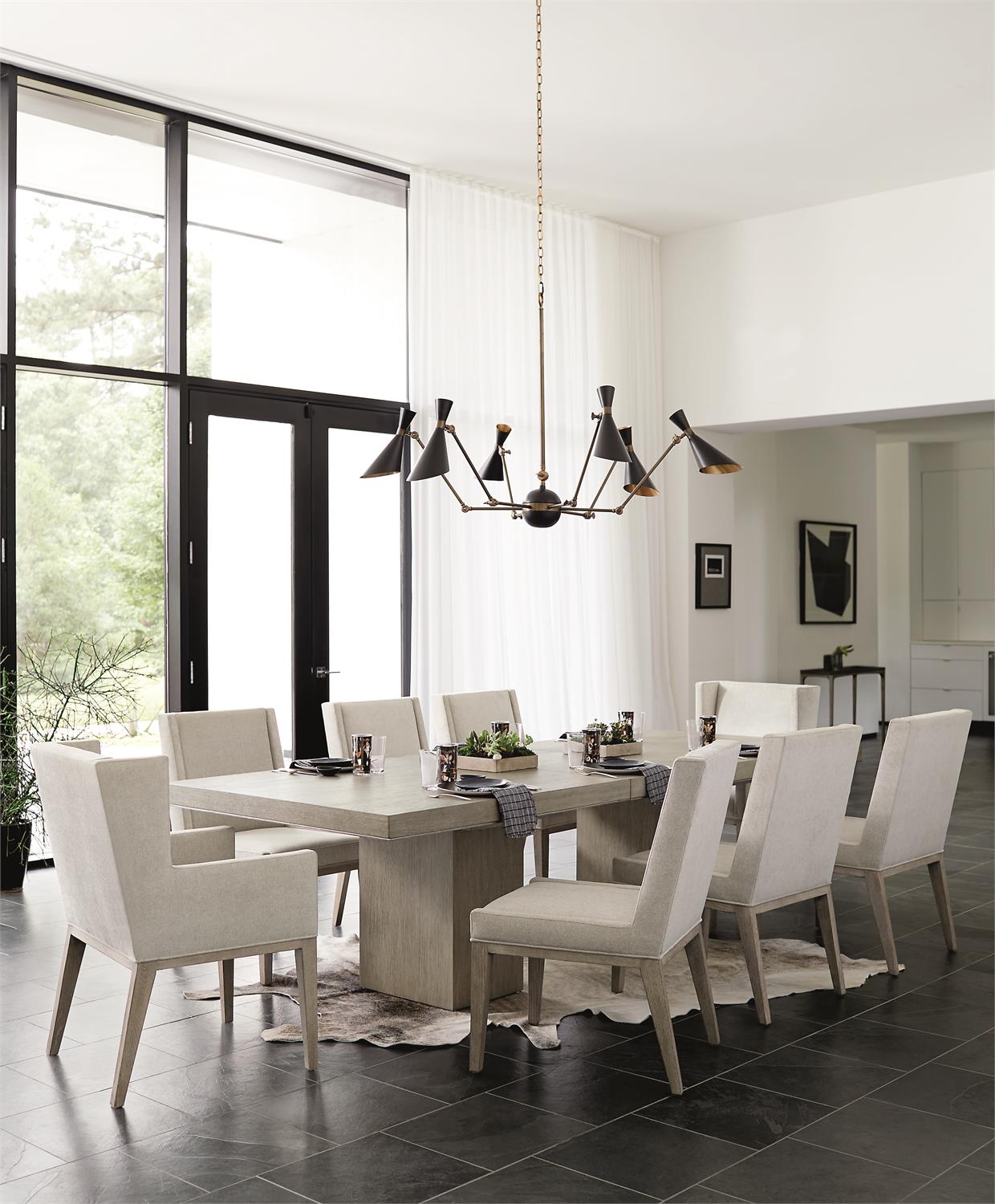 Bernhardt Furniture Linea Dining Arm Chair in Cerused Greige
