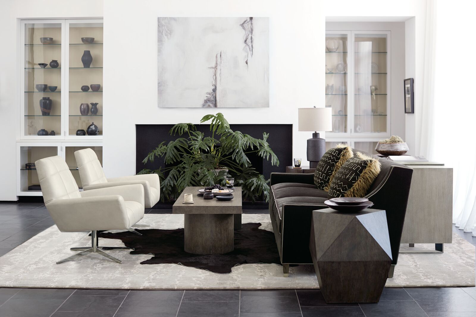 Bernhardt Furniture Linea Cocktail Table in Cerused Charcoal