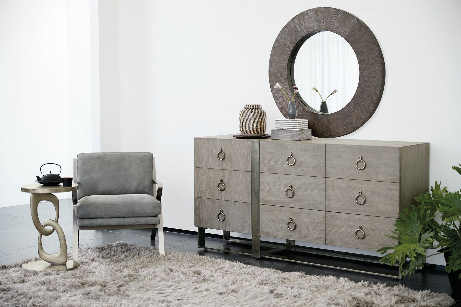 Bernhardt Furniture Linea End Table in Graphite