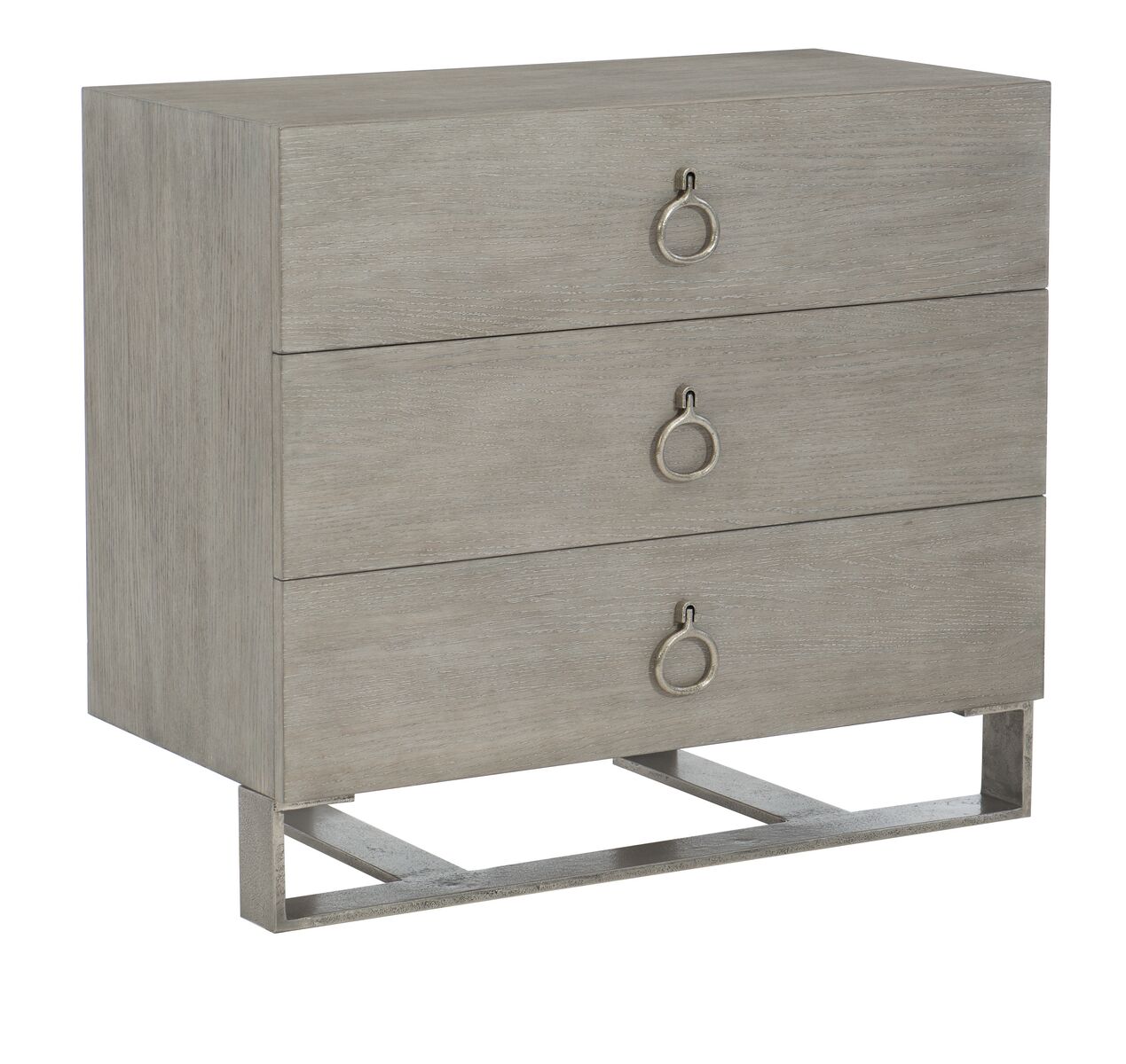 Bernhardt Furniture Linea Three Drawer Nightstand in Cerused Greige