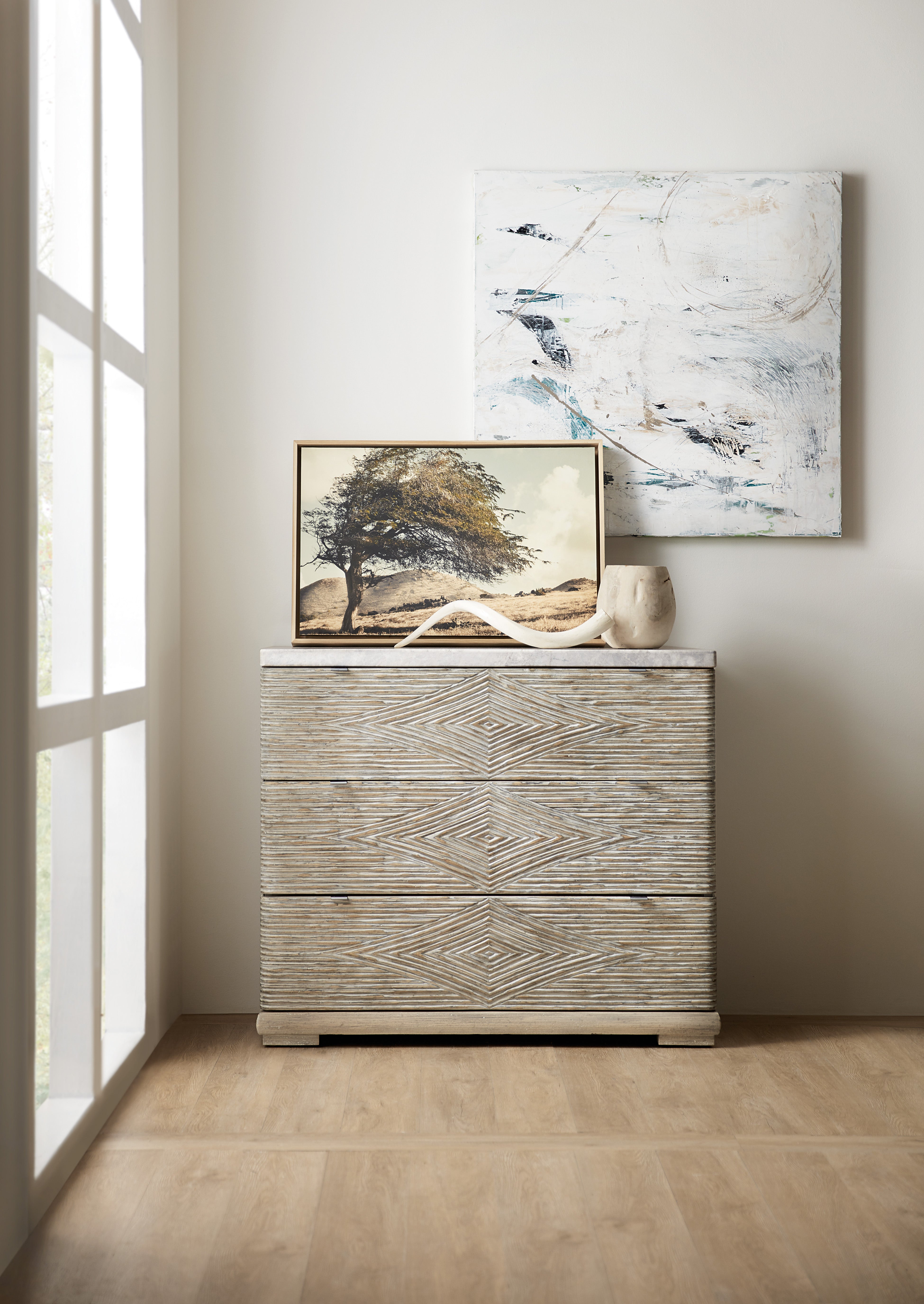 Hooker Furniture Amani Three-Drawer Accent Chest in Gray