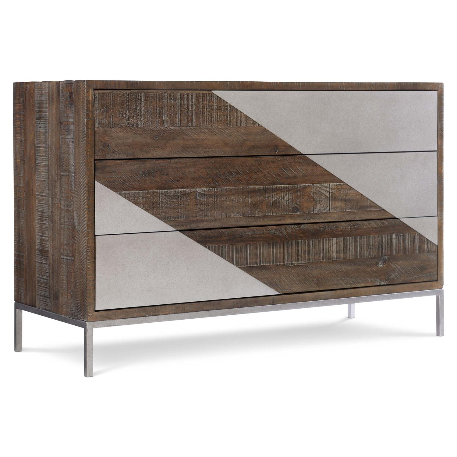 Bernhardt Furniture Logan Sqaure Eastman Drawer Chest in Sable Brown/Grey Mist