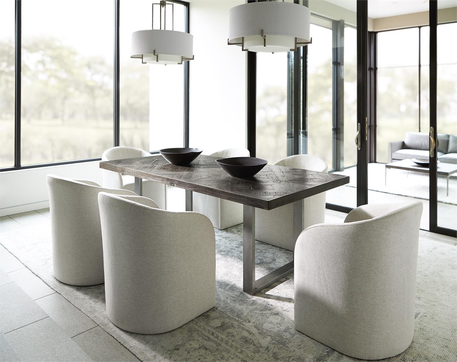 Bernhardt Furniture Logan Sqaure Draper Dining Table in Sable Brown