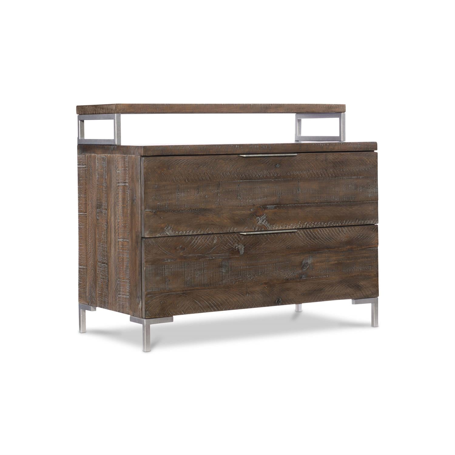 Bernhardt Furniture Logan Sqaure Haines Two Drawer Nightstand in Sable Brown