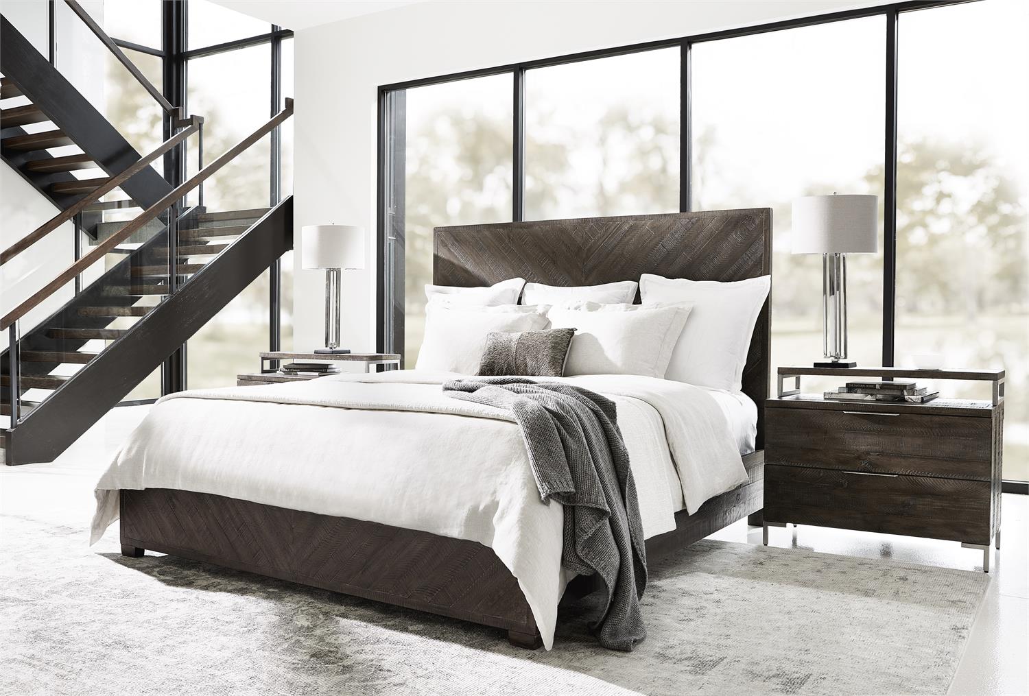 Bernhardt Furniture Logan Sqaure Fuller Panel Bed  in Sable Brown
