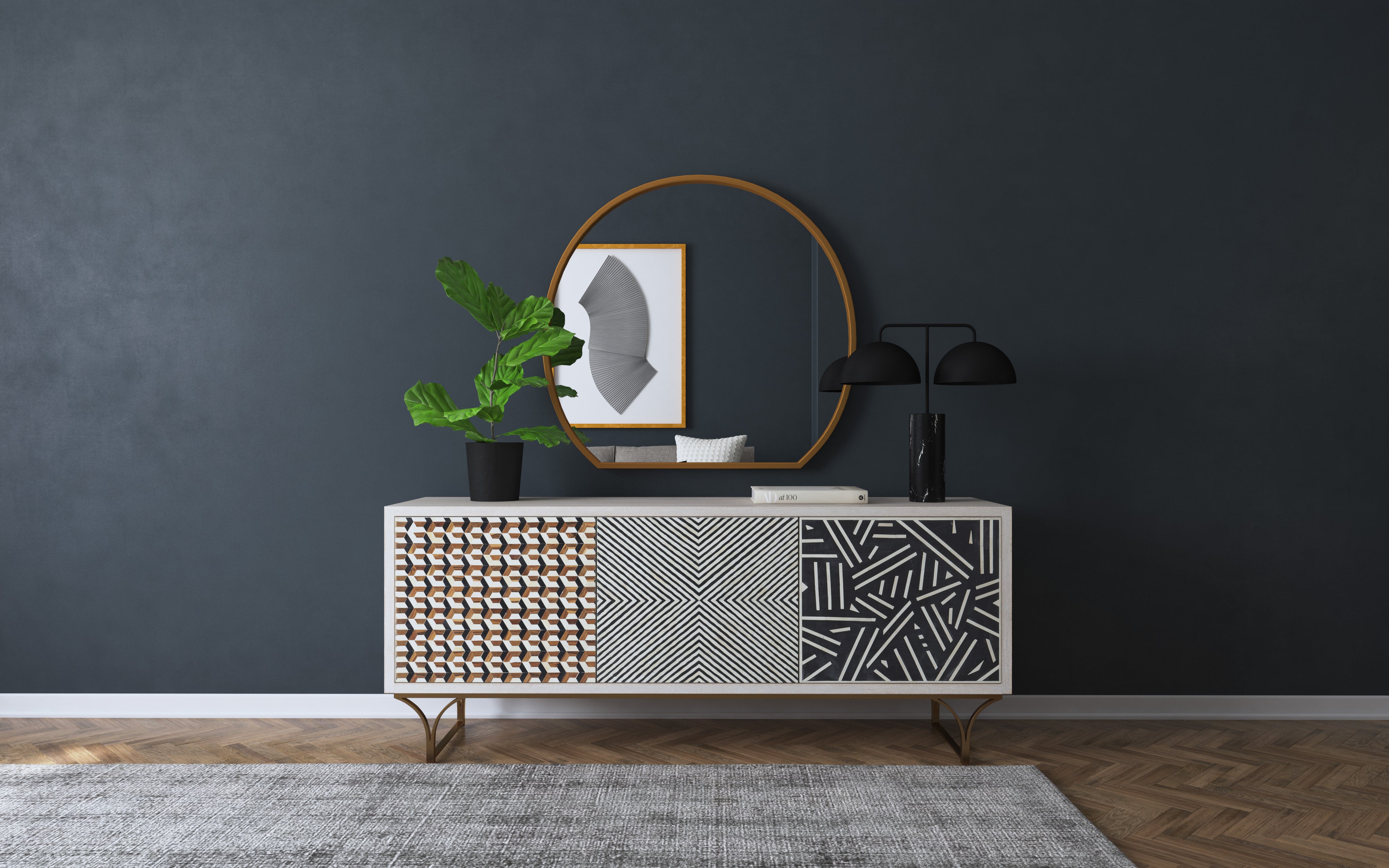 Hooker Furniture Commerce & Market Jaiden Three Door Credenza in Light Brown