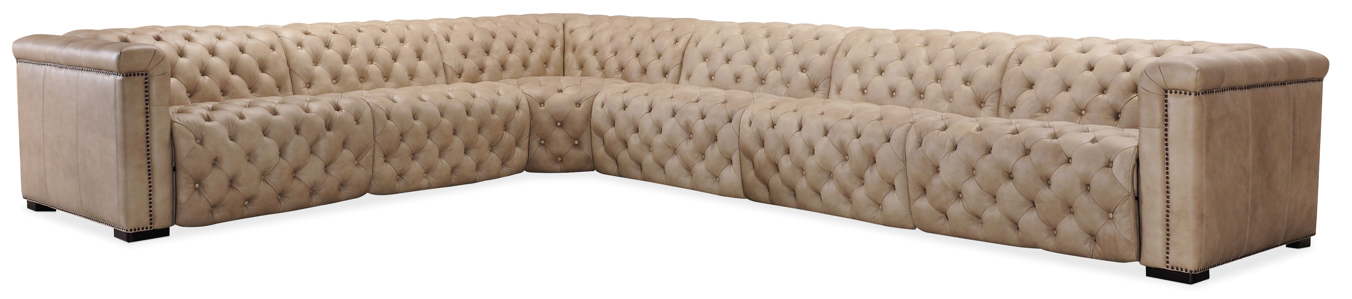 Hooker Furniture Savion Grandier 6-Piece Sectional with Power Recline & Power Headrest in Brown
