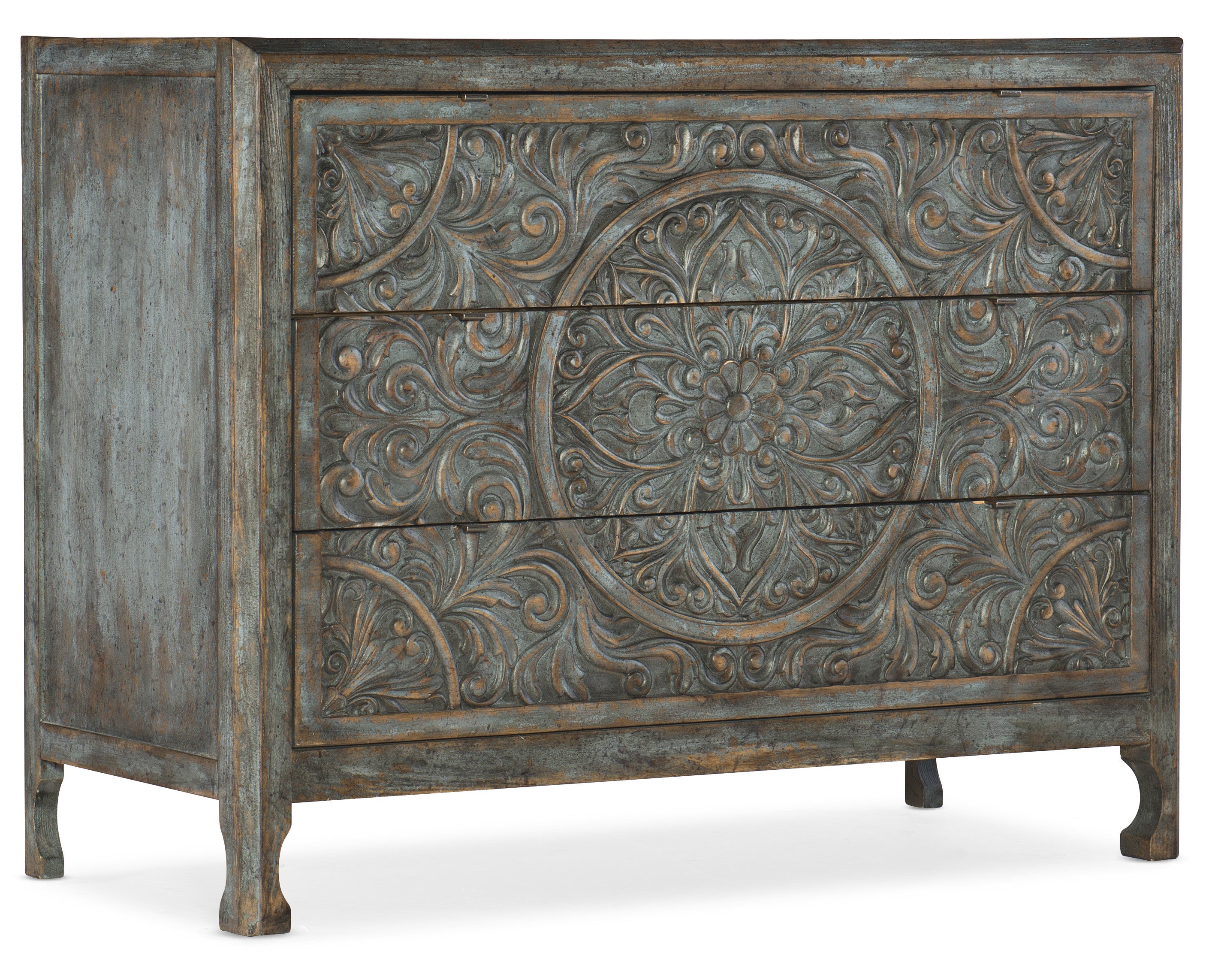 Hooker Furniture La Grange Lockhart Three-Drawer Accent Chest in Medium Blue