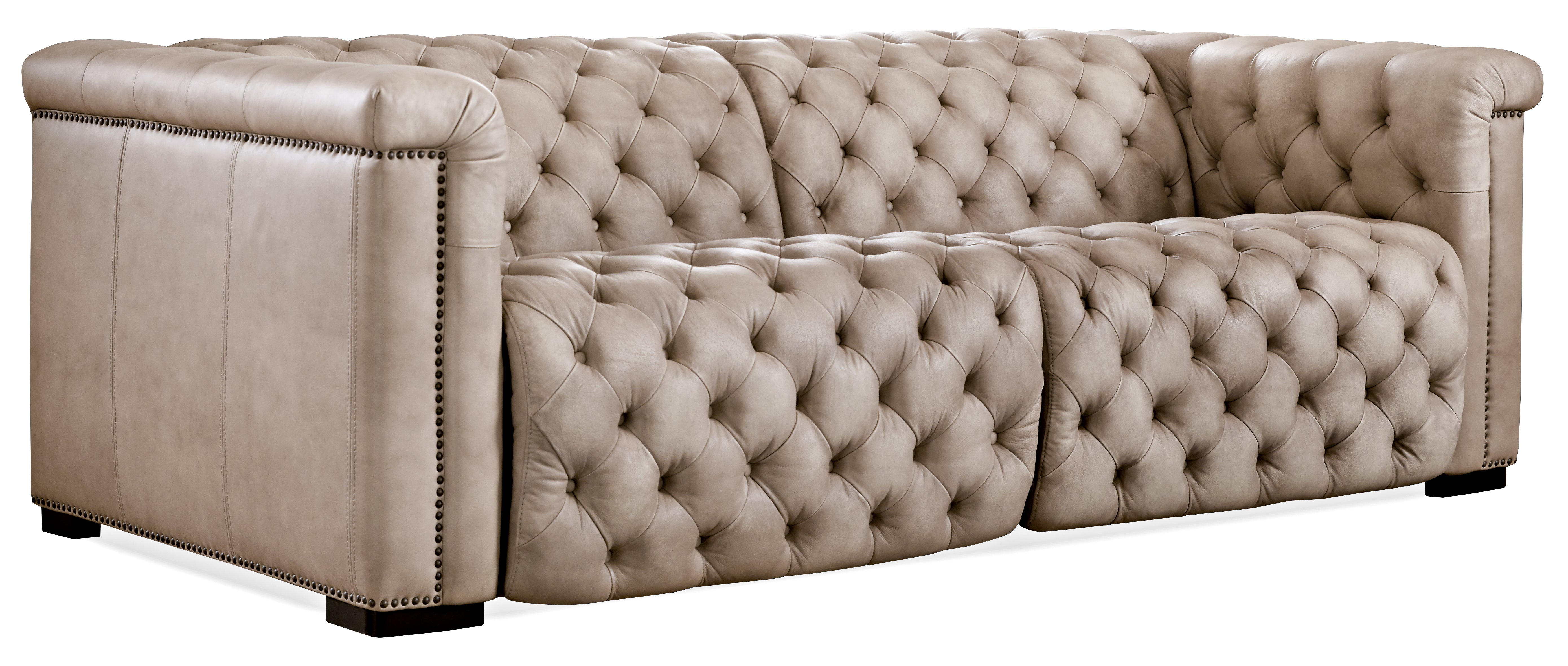 Hooker Furniture Savion 2 over 2 Sofa with Power Recline & Power Headrest in Light Brown