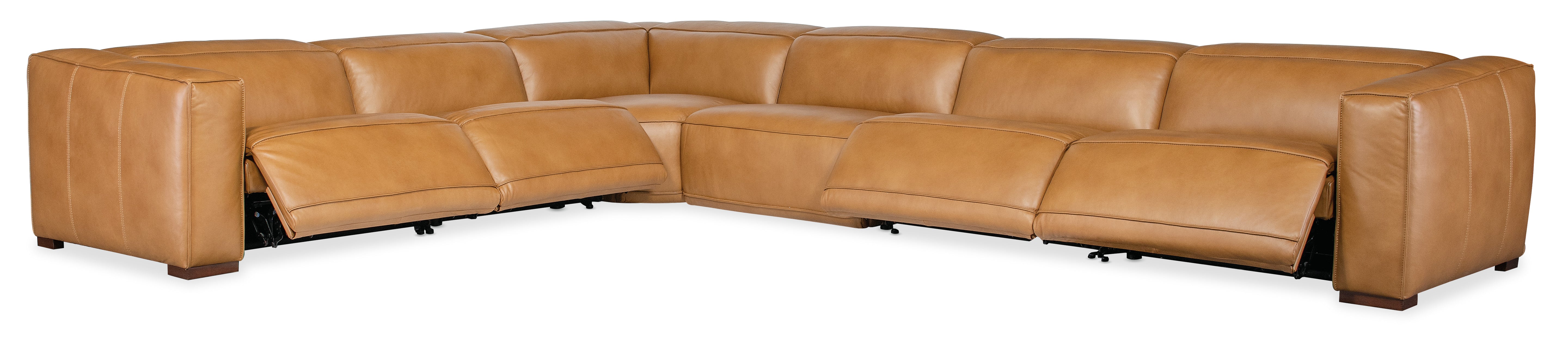 Hooker Furniture Fresco 6 Seat Sectional 4-Power Recline & Power Headrest in Brown