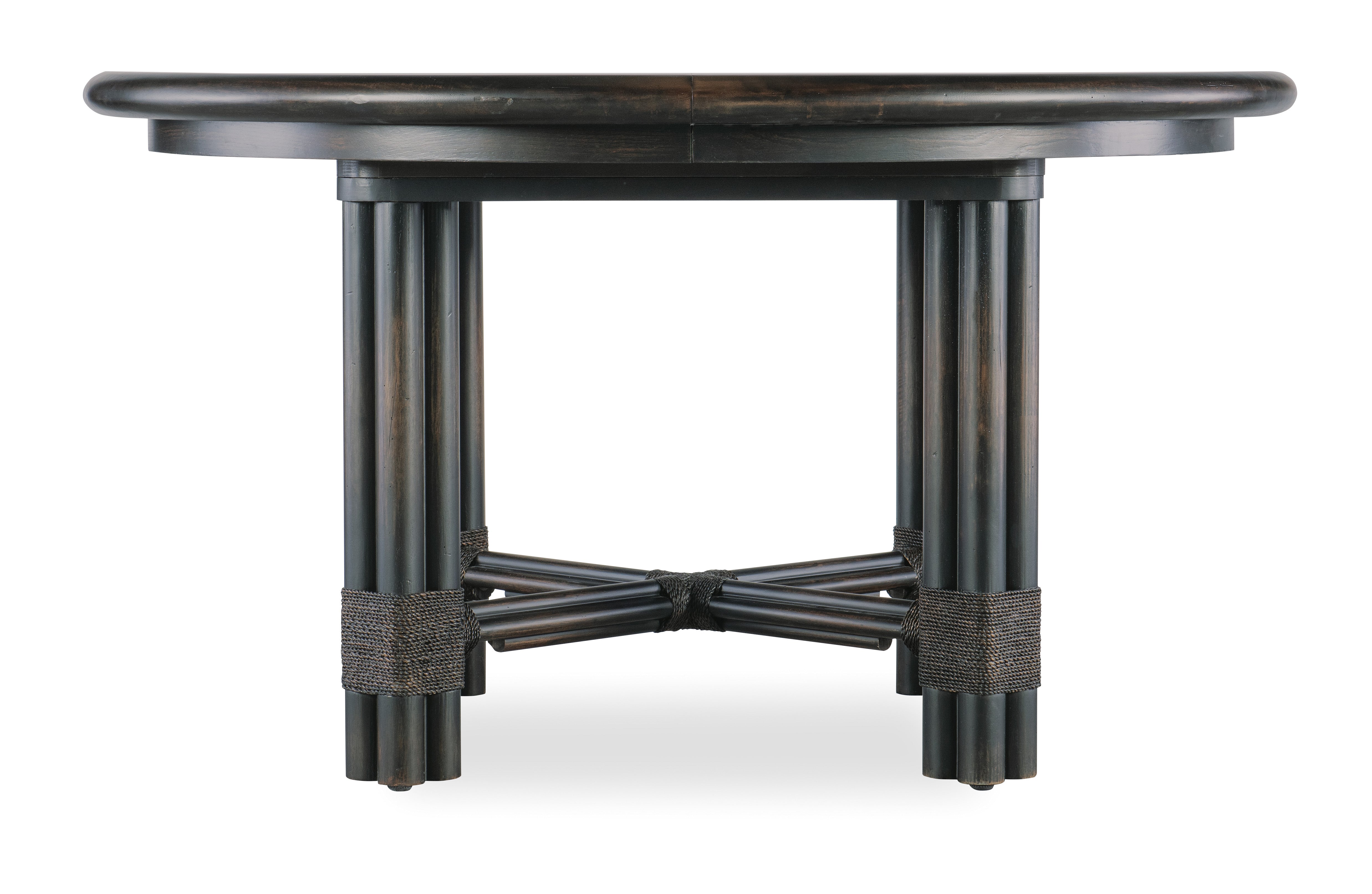 Hooker Furniture Retreat Pole Rattan Round Dining Table with 1-20in Leaf
