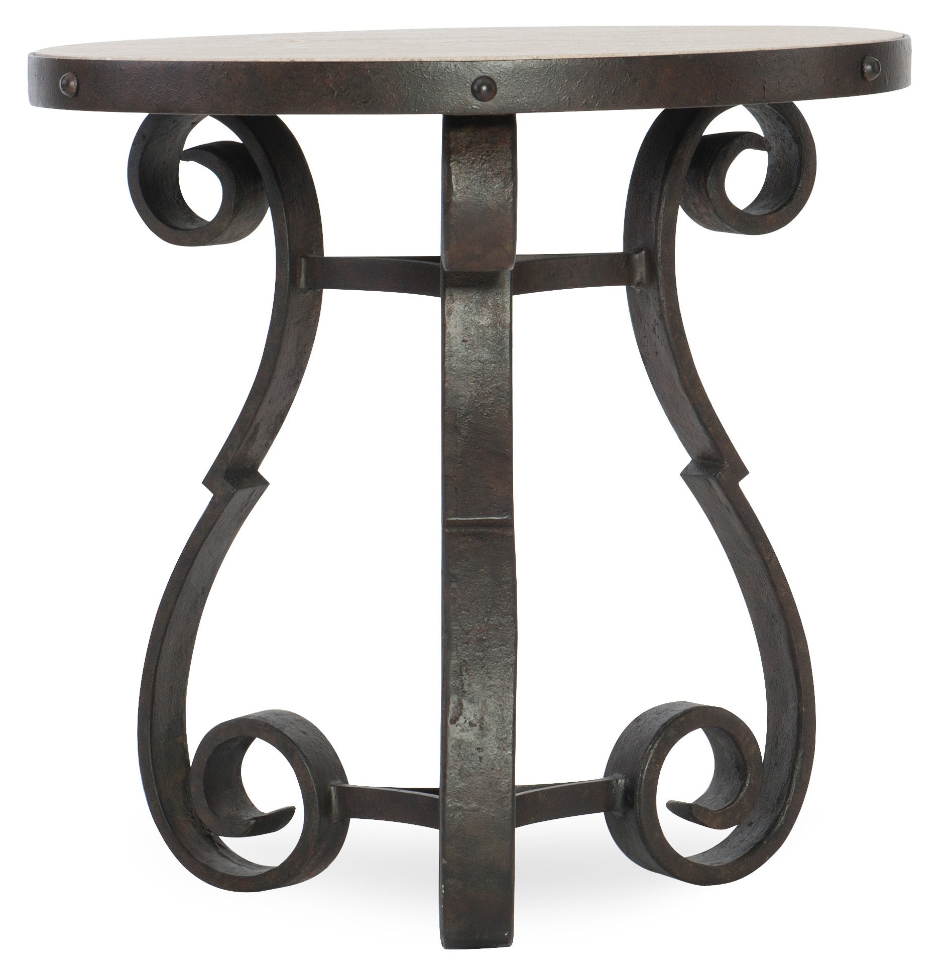 Hooker Furniture Luckenbach Metal and Stone End Table in Blacks