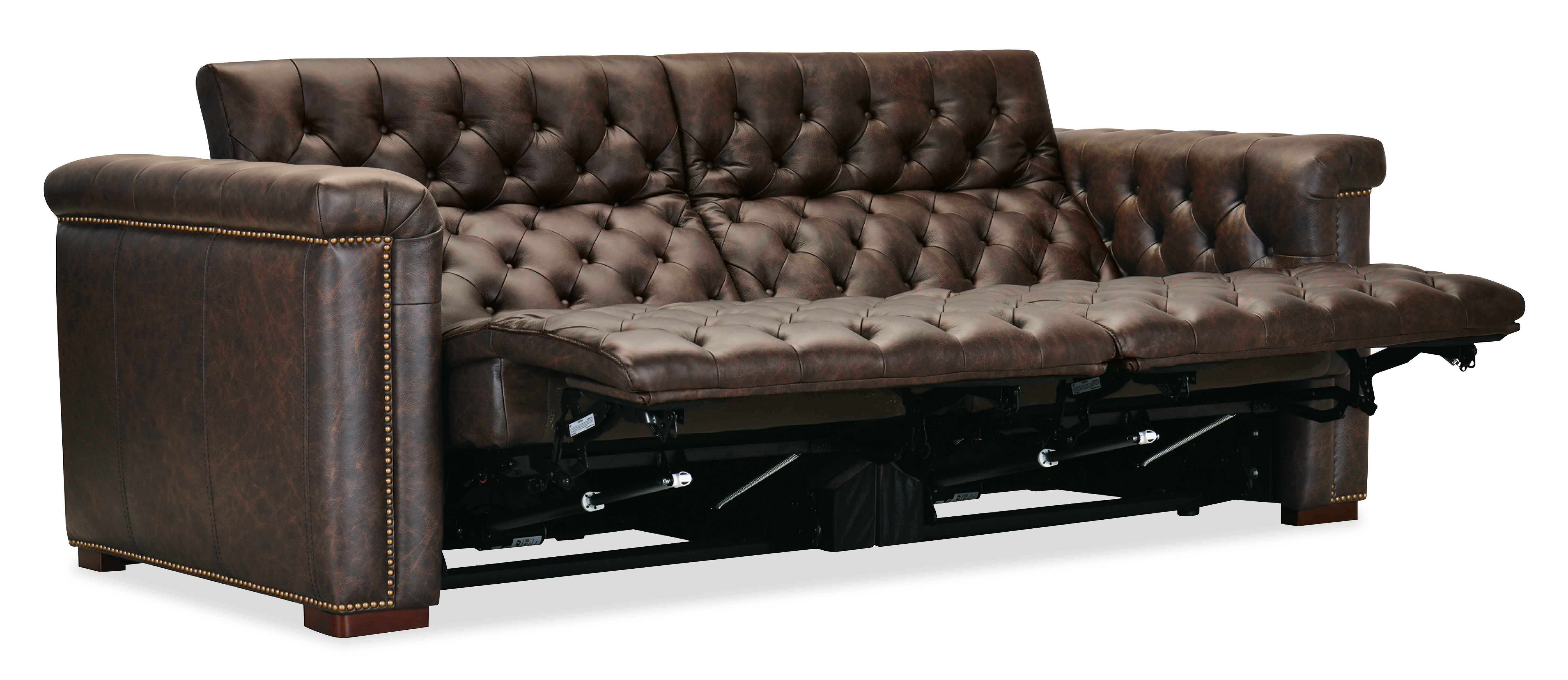 Hooker Furniture Savion Deux Sofa with Power Recliners and Power Headrests in Brown