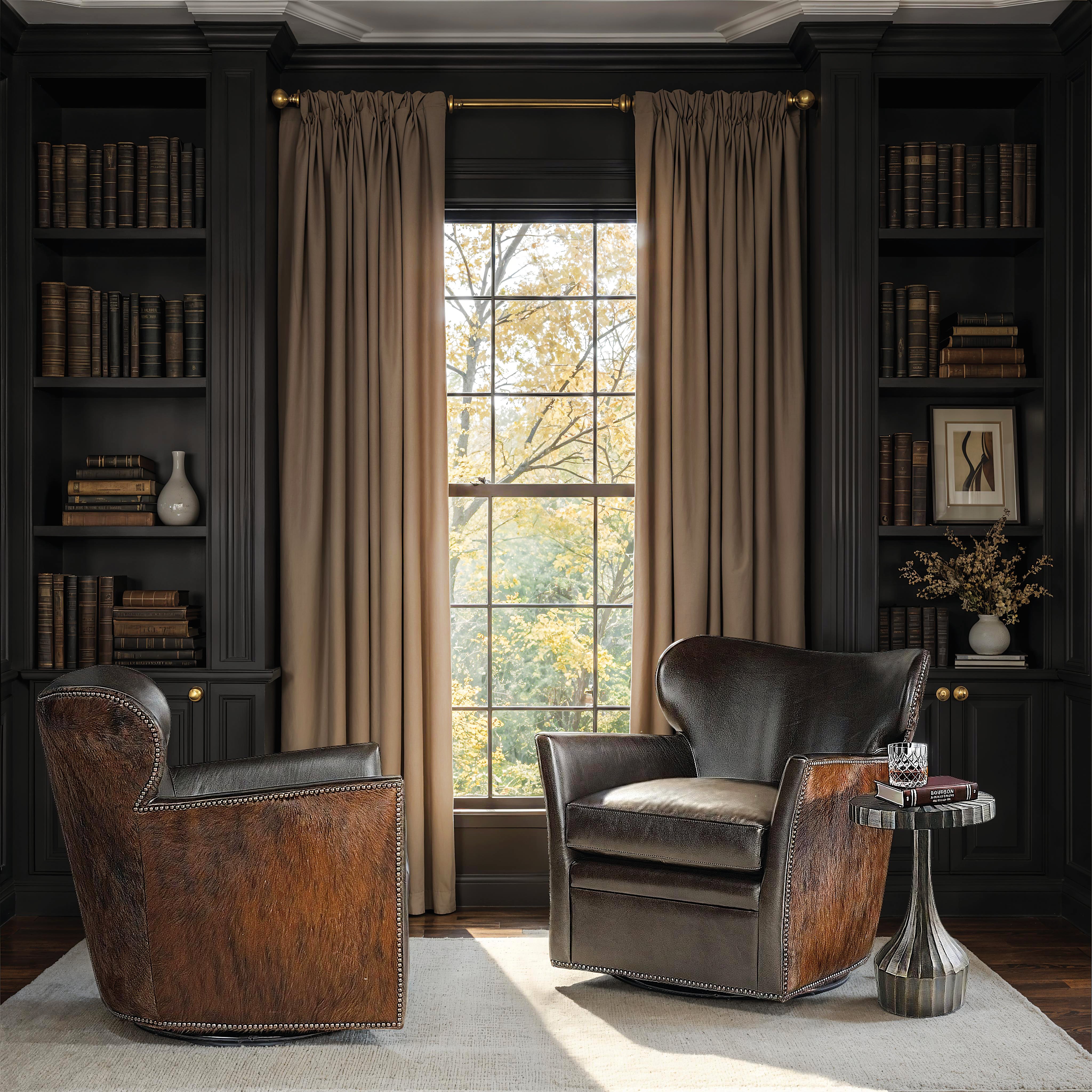 Hooker Furniture Kato leather Swivel Chair with Dark HOH in Dark Brown