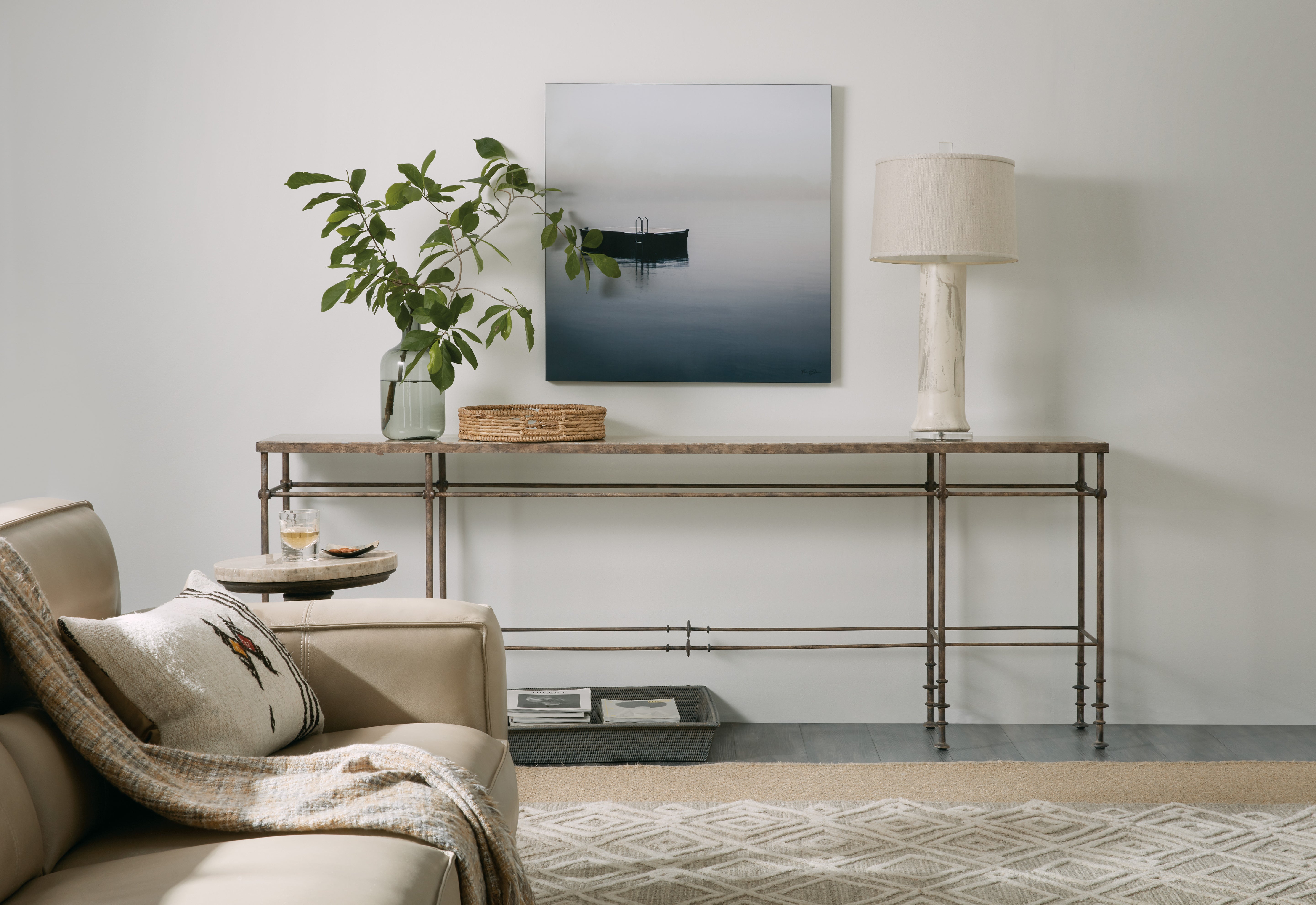 Hooker Furniture La Grange St James Metal and Stone Console in Blacks