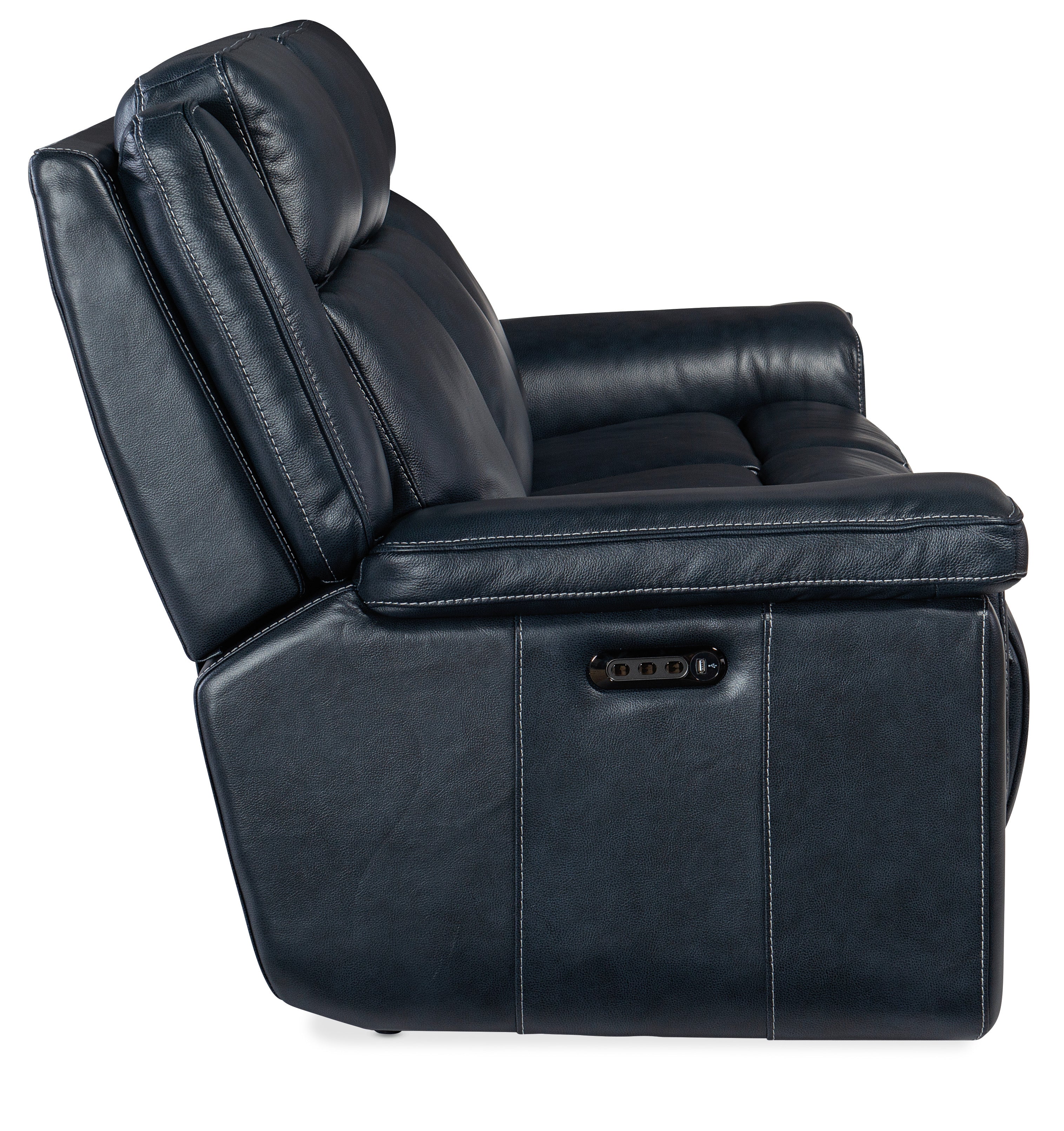 Hooker Furniture Montel Lay Flat Power Sofa with Power Headrest & Lumbar in Medium Blue