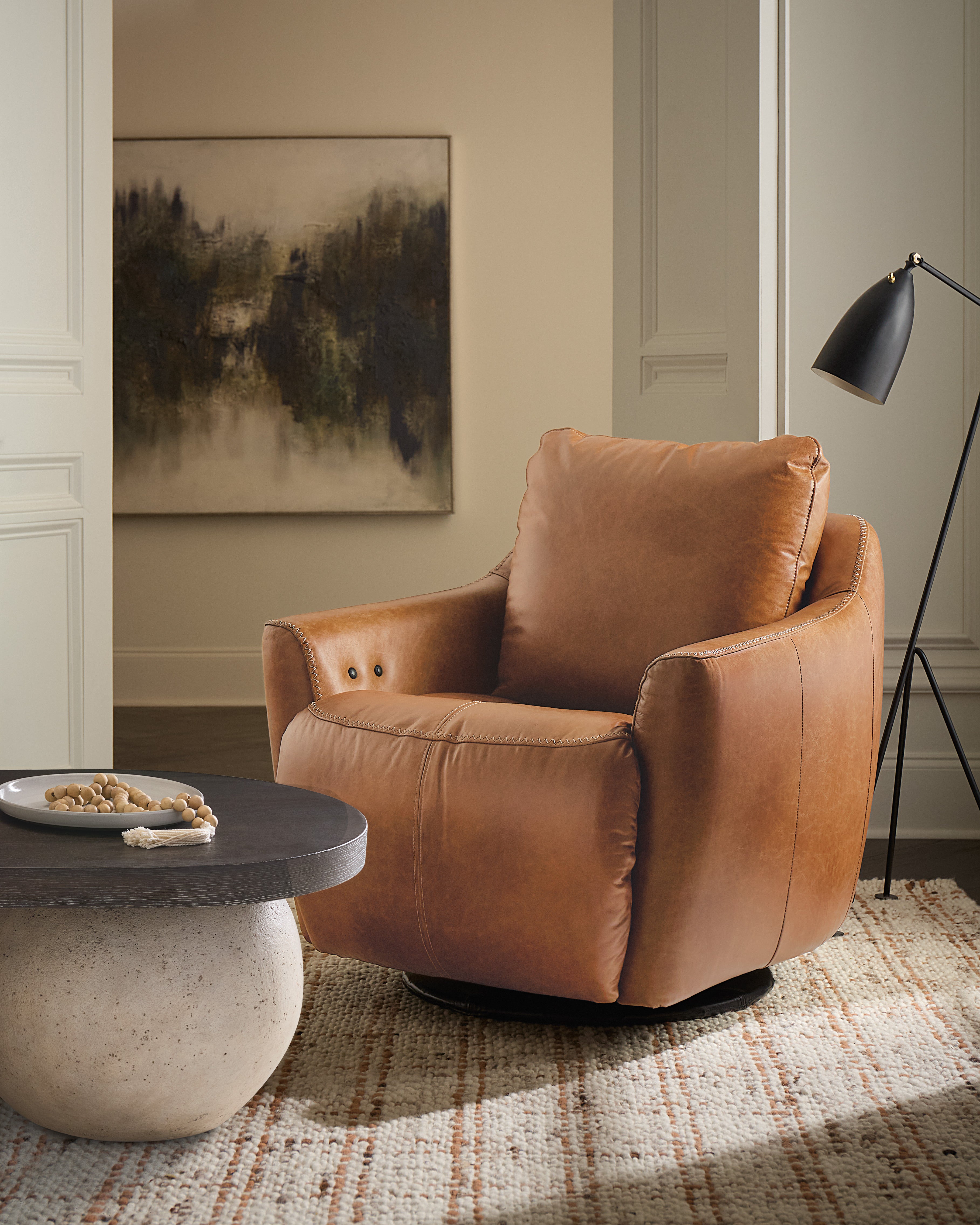 Hooker Furniture Beau Swivel w/Power Footrest in Brown