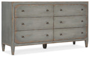 Hooker Furniture Ciao Bella Six-Drawer Dresser- Speckled Gray