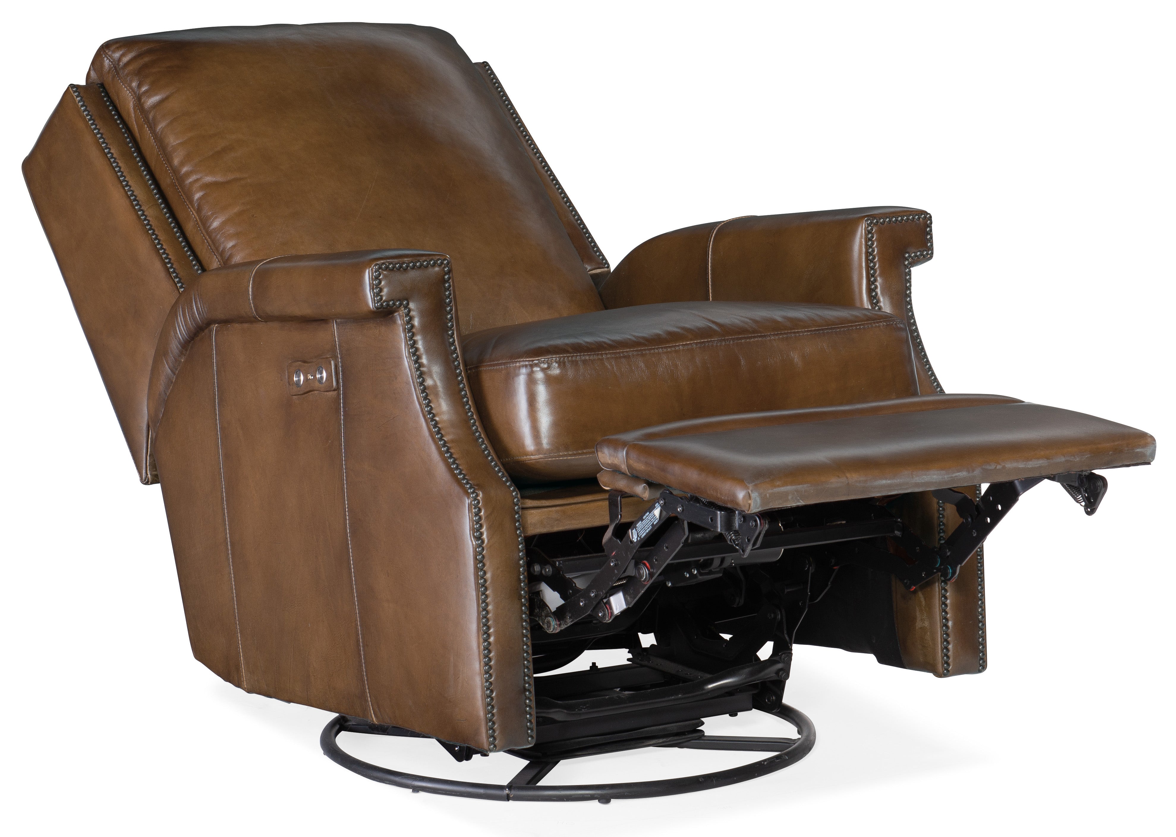 Hooker Furniture Collin Power Swivel Glider Recliner in Medium Brown