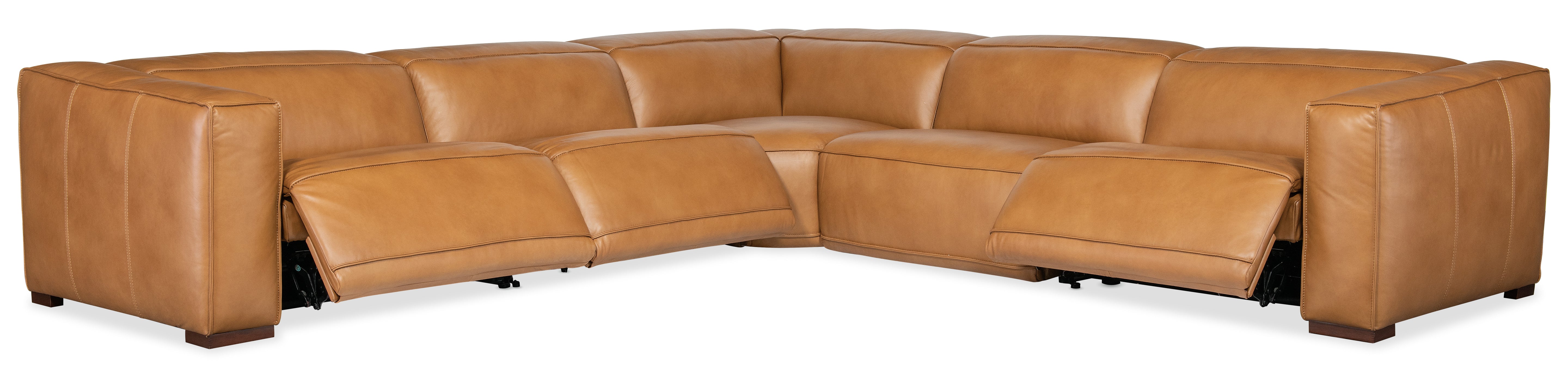 Hooker Furniture Fresco 5 Seat Sectional with Power Recline & Power Headrest in Brown