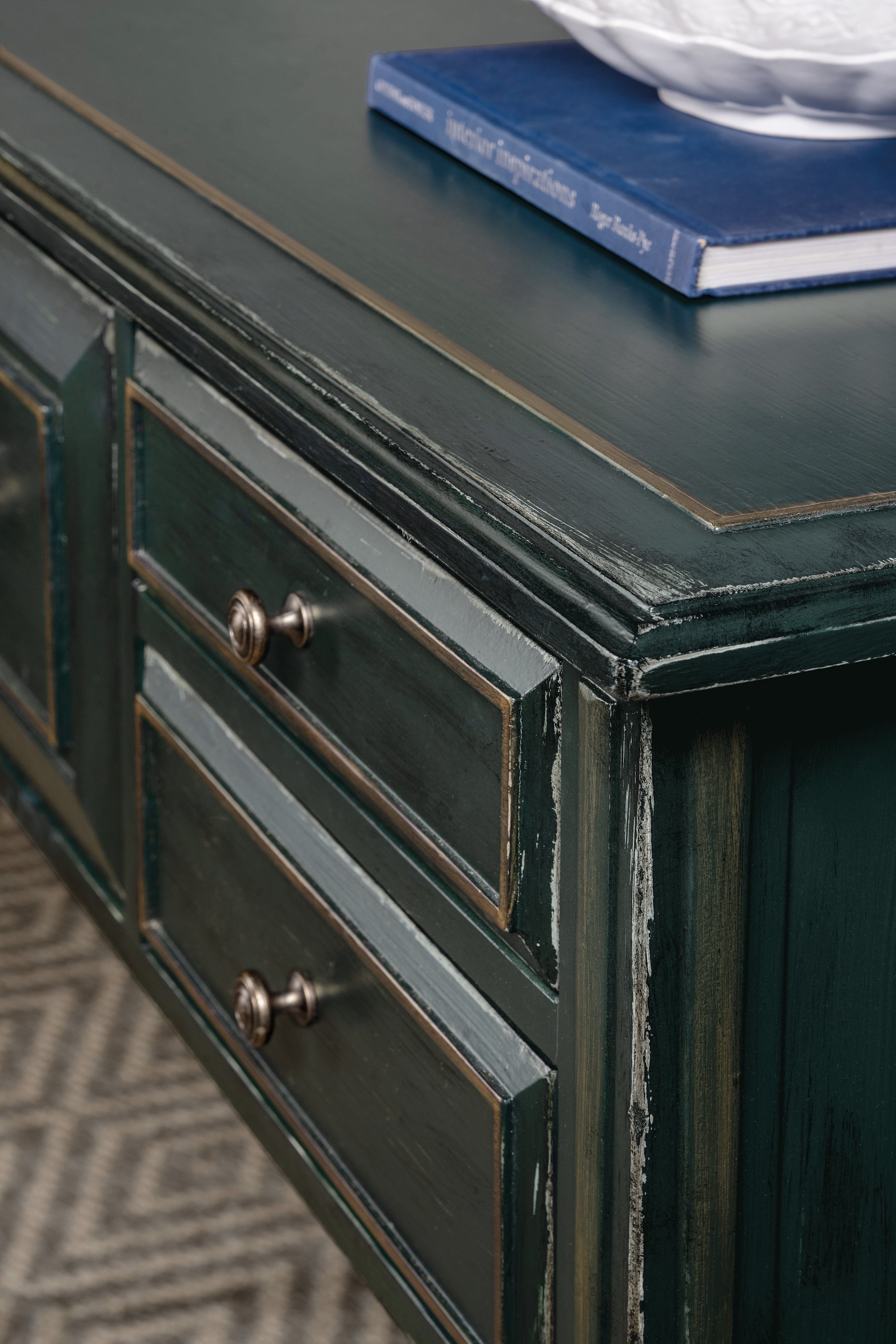 Hooker Furniture Charleston Five-Drawer Console Table in Dark Green