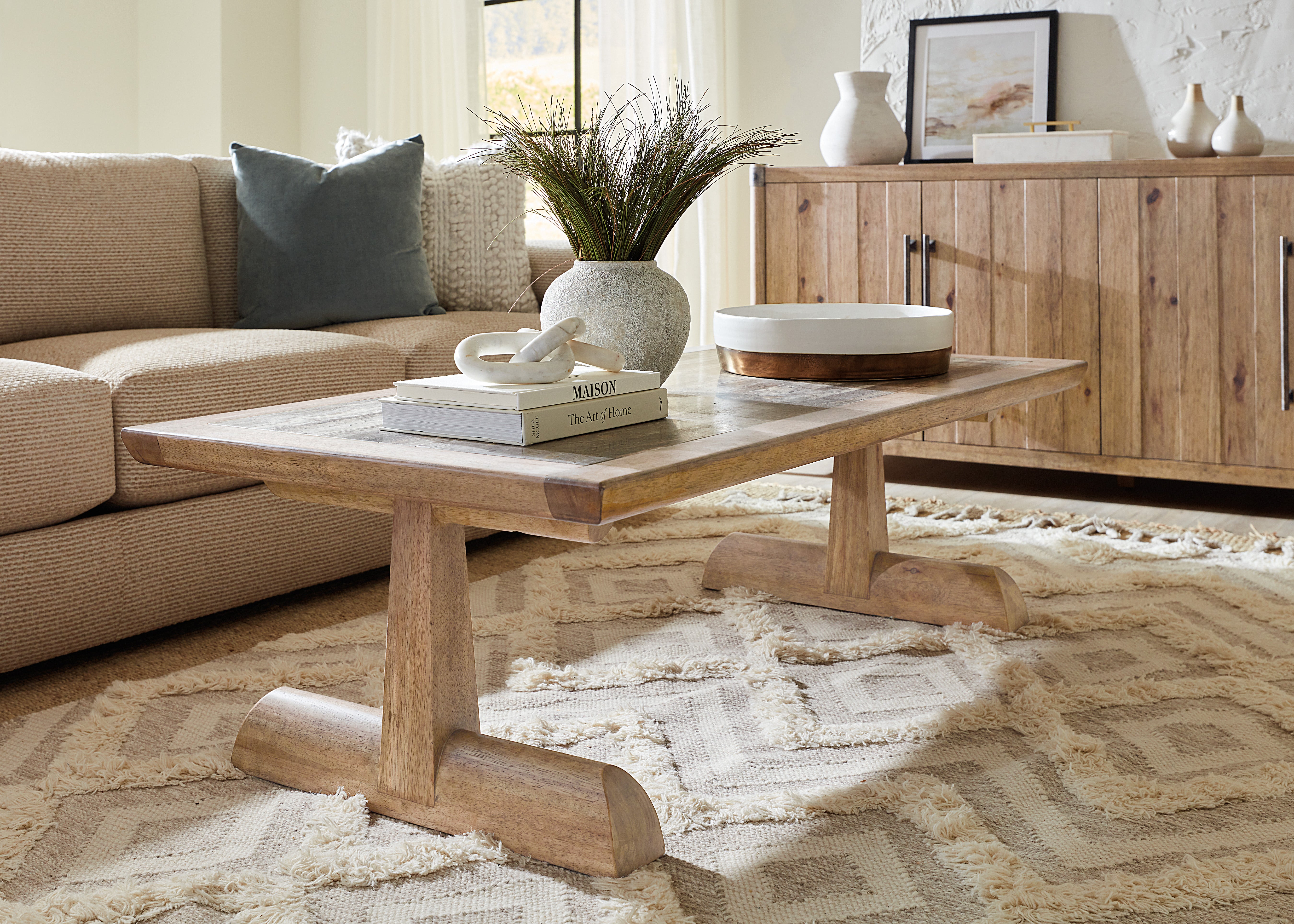 Hooker Furniture Vineyard Row Rectangle Cocktail Table in Light Wood