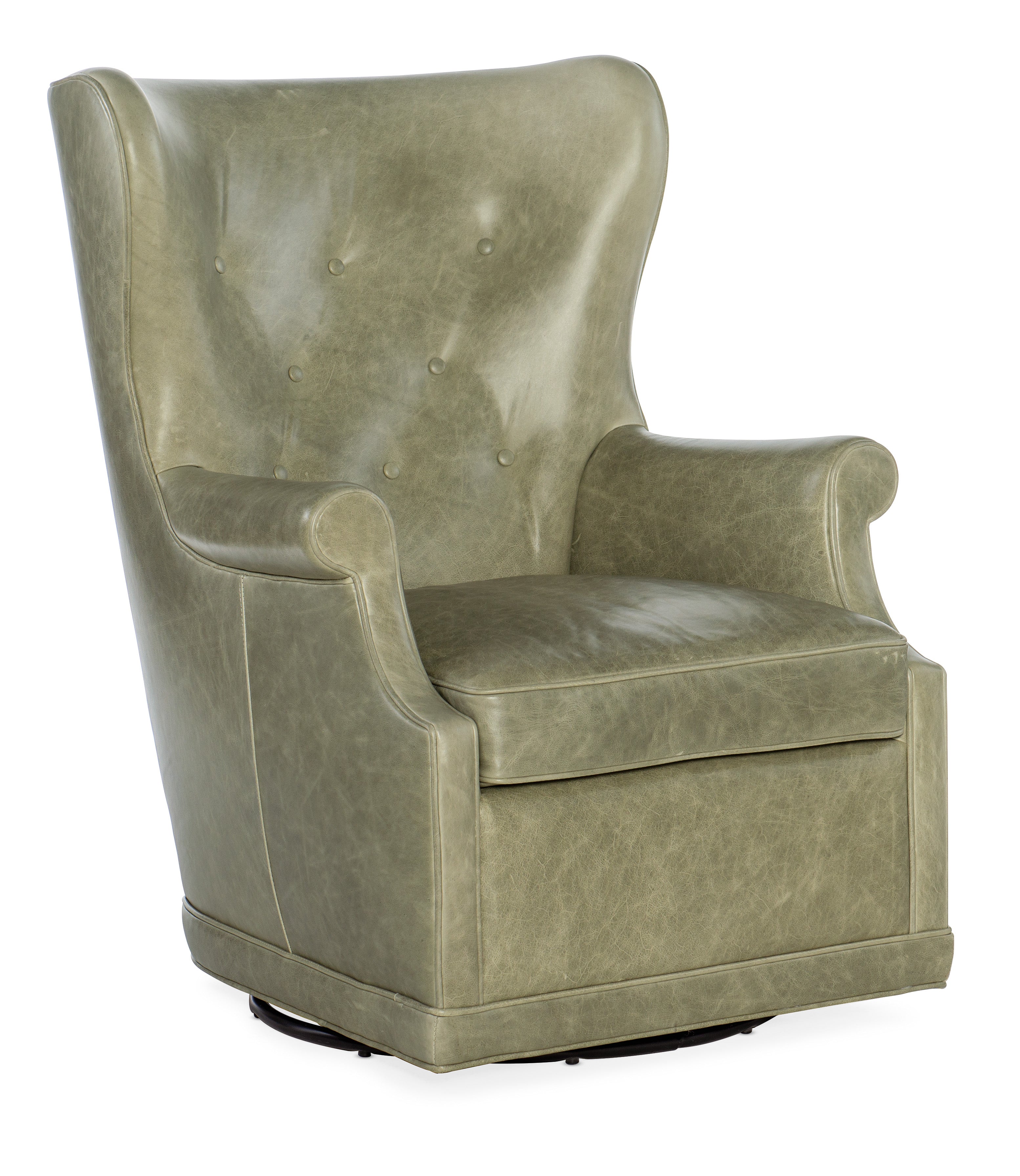 Hooker Furniture Mai Wing Swivel Club Chair in Light Green