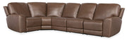 Hooker Furniture Torres 5 Piece Sectional with Power Recline & Power Headrest in Medium Brown
