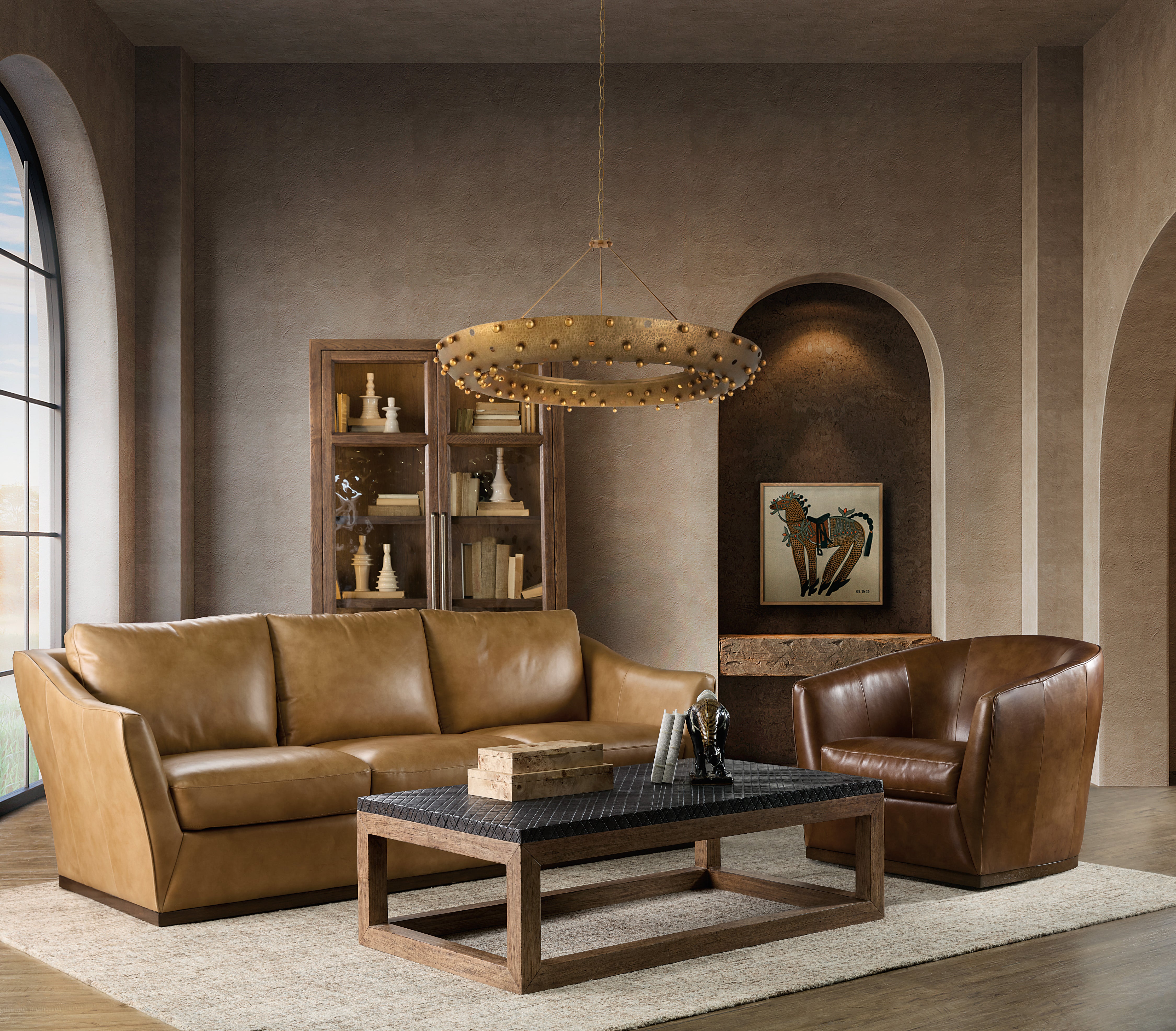 Hooker Furniture Fairfax Swivel Chair in Brown