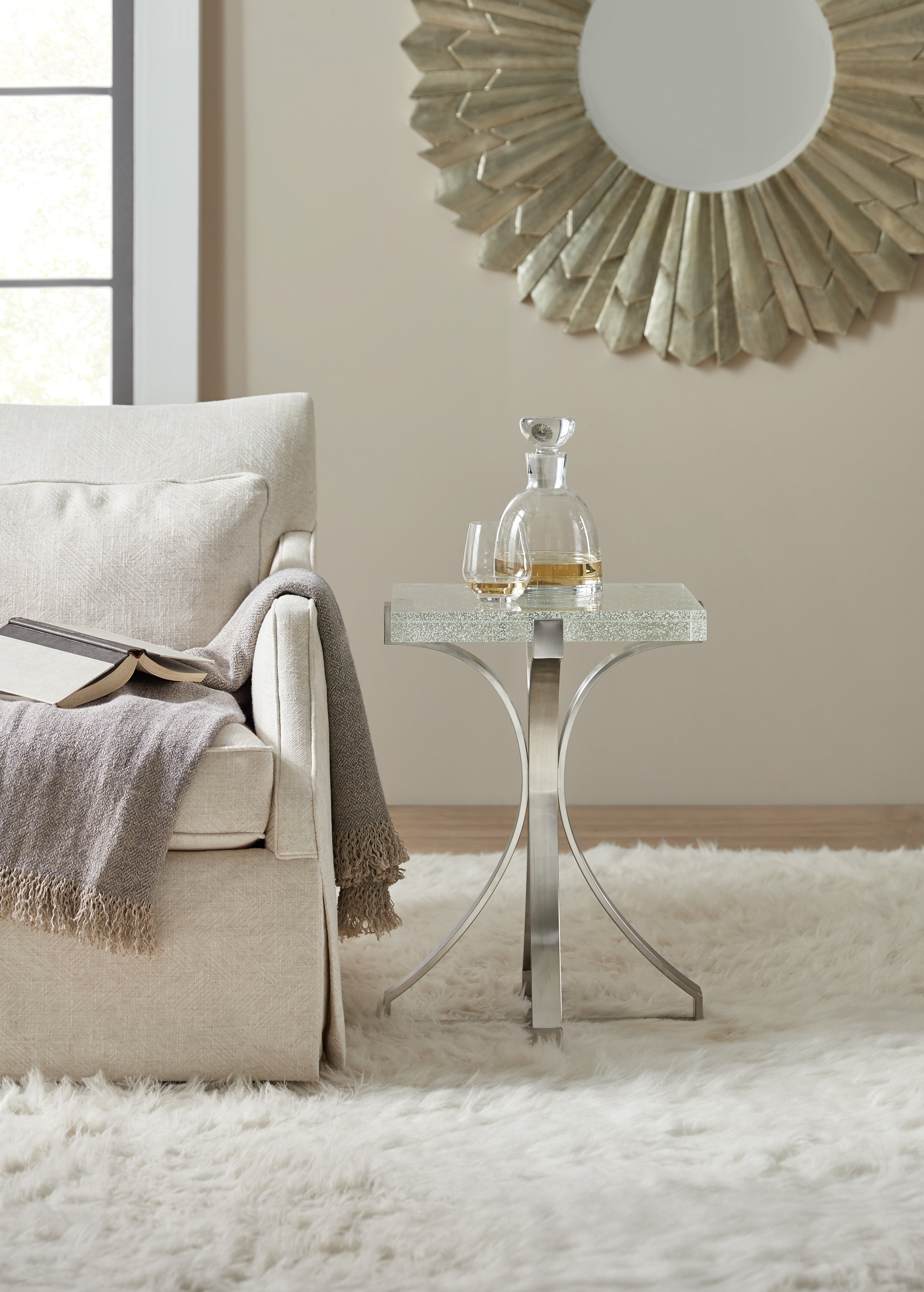 Hooker Furniture Bubble Glass Accent Table in Chrome