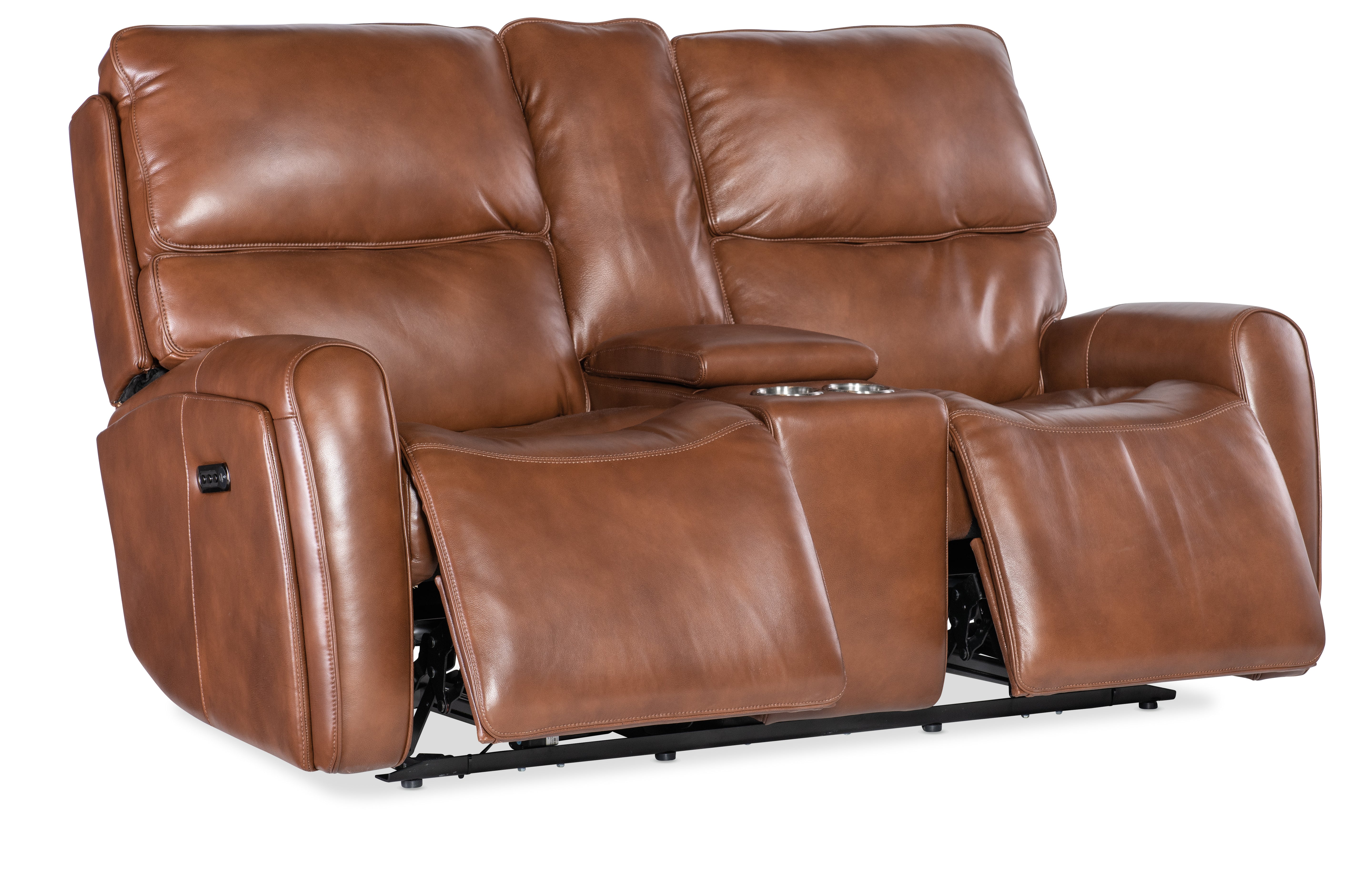 Hooker Furniture Crosby Zero Gravity Power Console Loveseat with Power Headrest and Lumbar in Brown