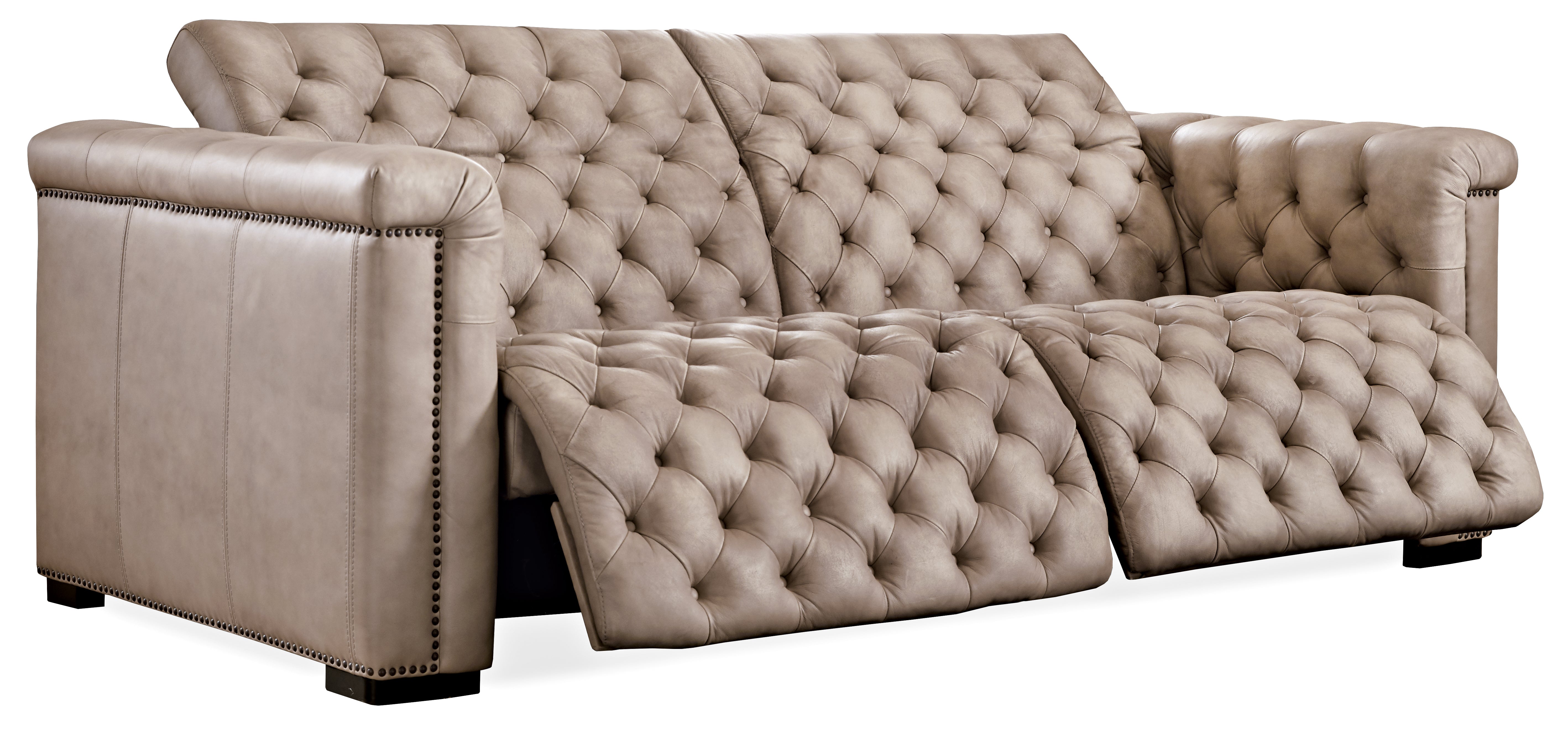 Hooker Furniture Savion 2 over 2 Sofa with Power Recline & Power Headrest in Light Brown