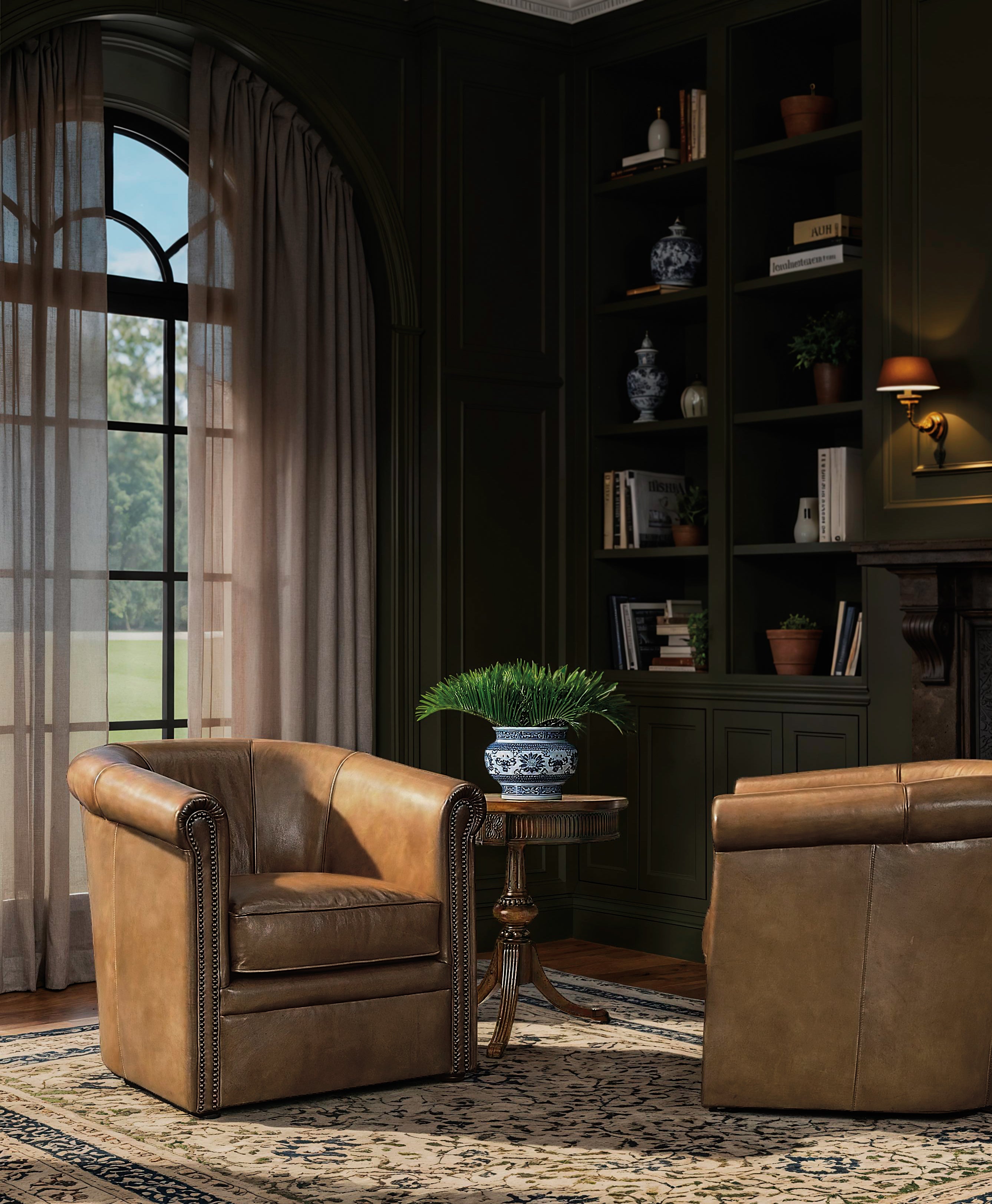 Hooker Furniture Round Pedestal Accent Table in Medium Brown