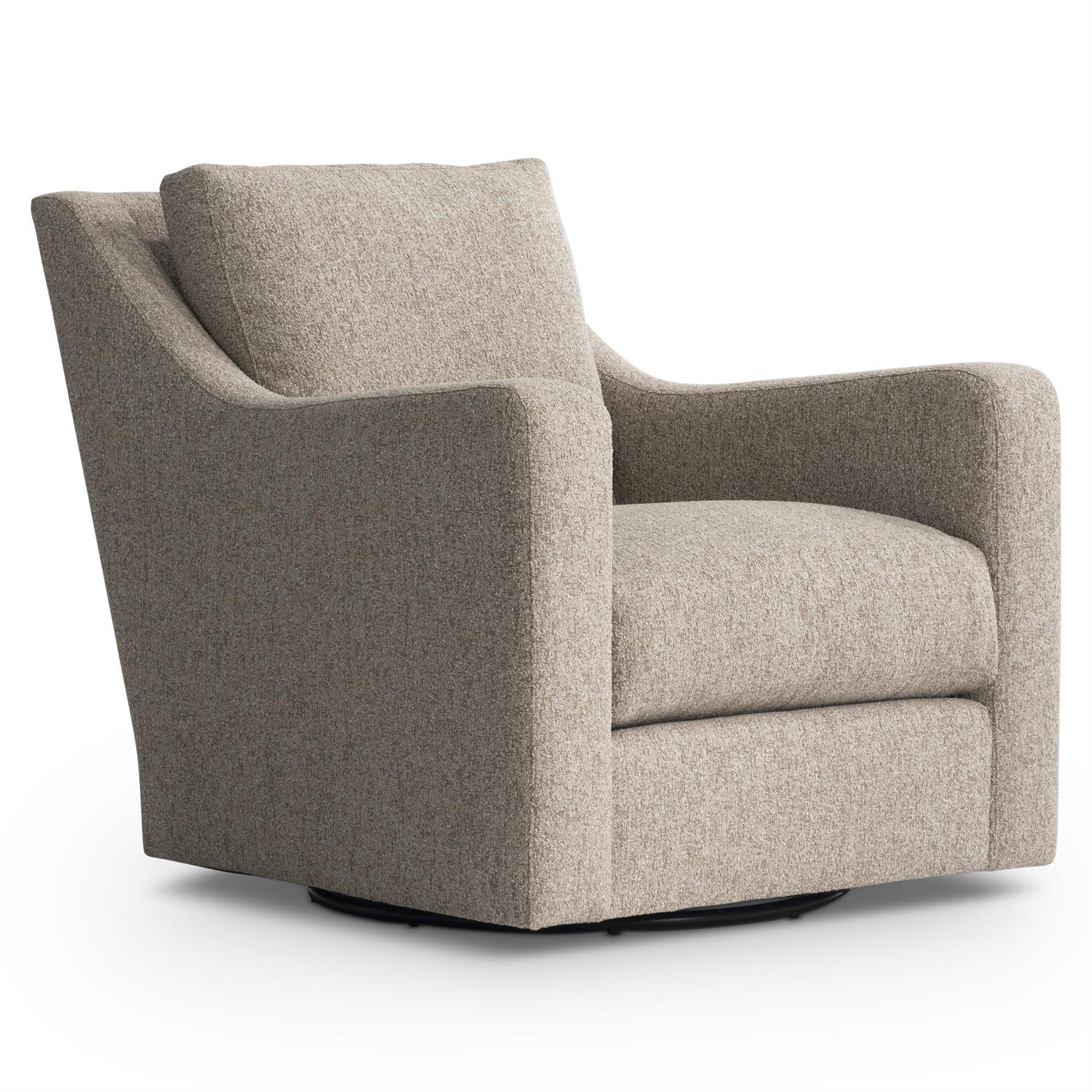 Bernhardt Furniture Plush Ventura Fabric Swivel Chair in Brown