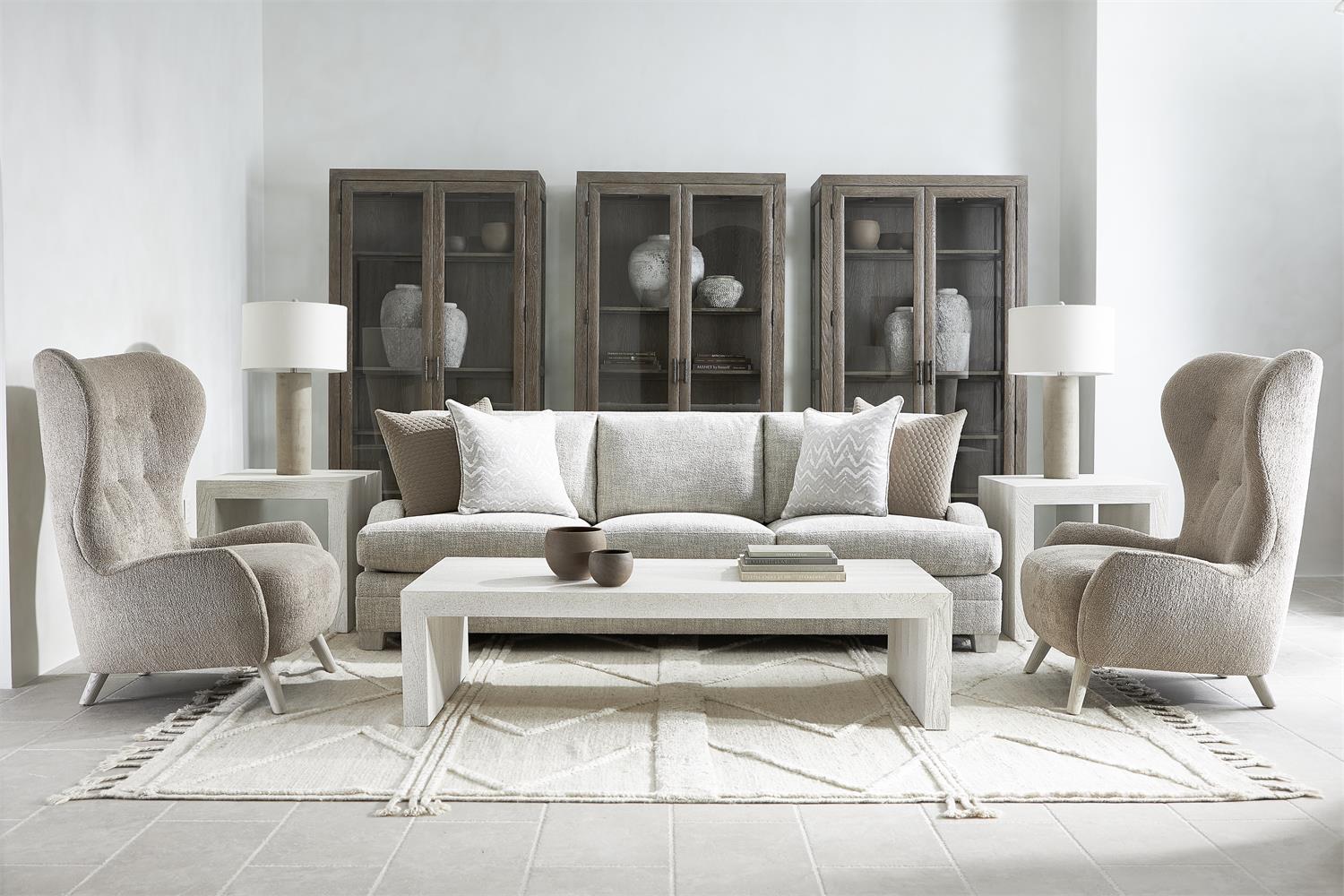 Bernhardt Furniture Plush Rollins Fabric Sofa Express Ship in Weathered Bone