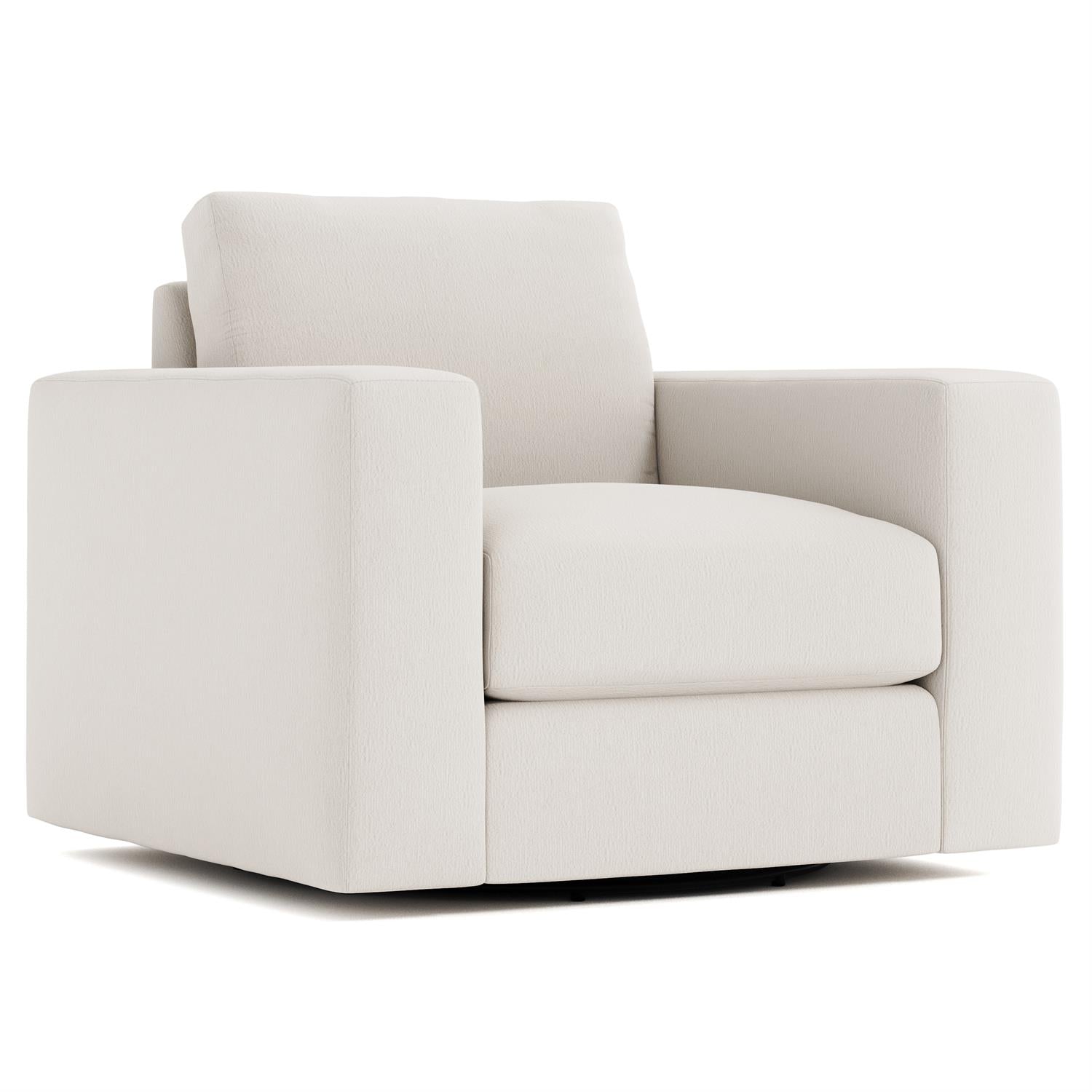 Bernhardt Furniture Plush Drew Fabric Swivel Chair in White