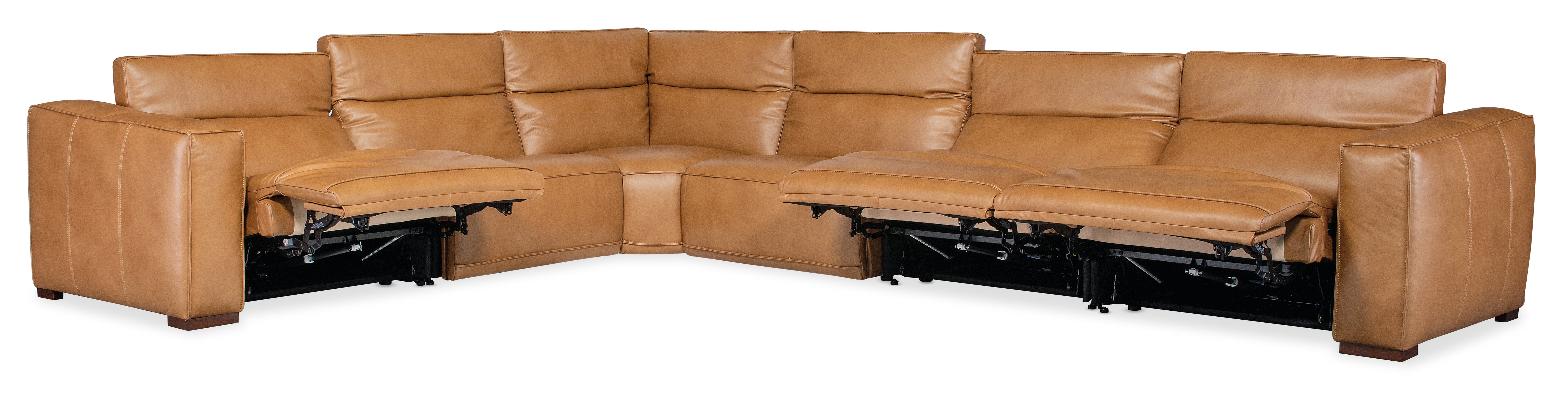 Hooker Furniture Fresco 6 Seat Sectional 3-Power Recline & Power Headrest in Brown