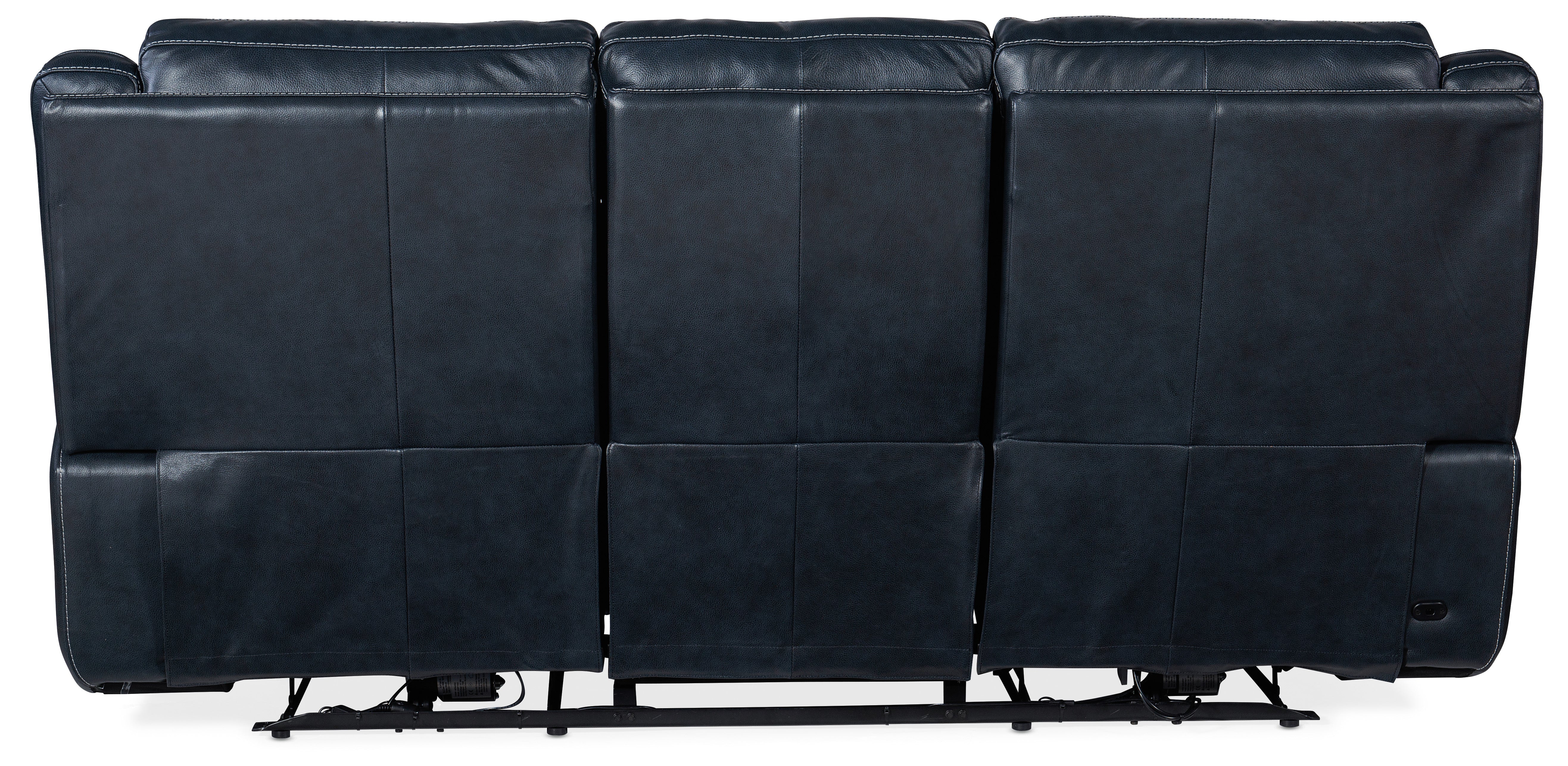 Hooker Furniture Montel Lay Flat Power Sofa with Power Headrest & Lumbar in Medium Blue