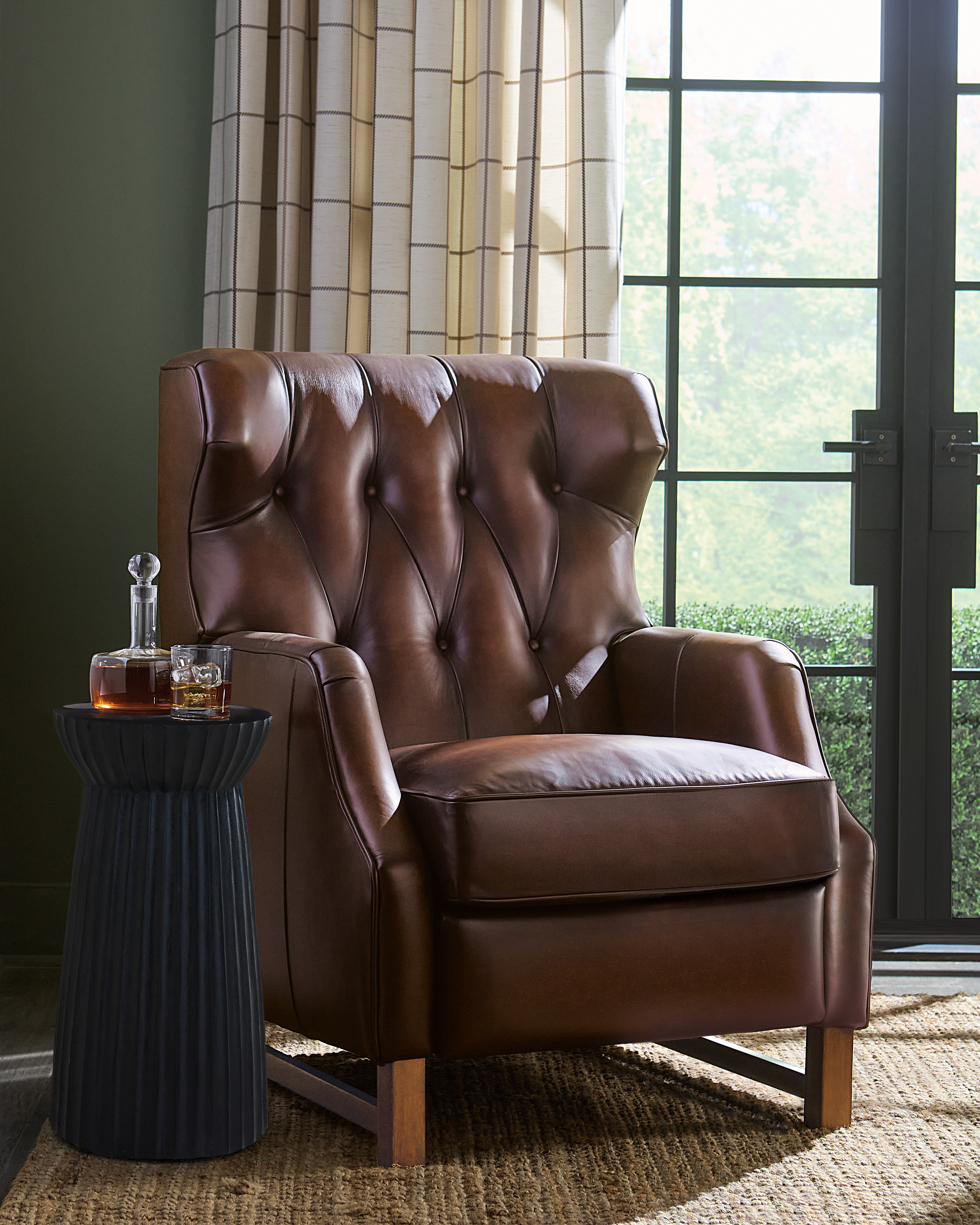 Hooker Furniture Henderson Press Back Recliner in Brown