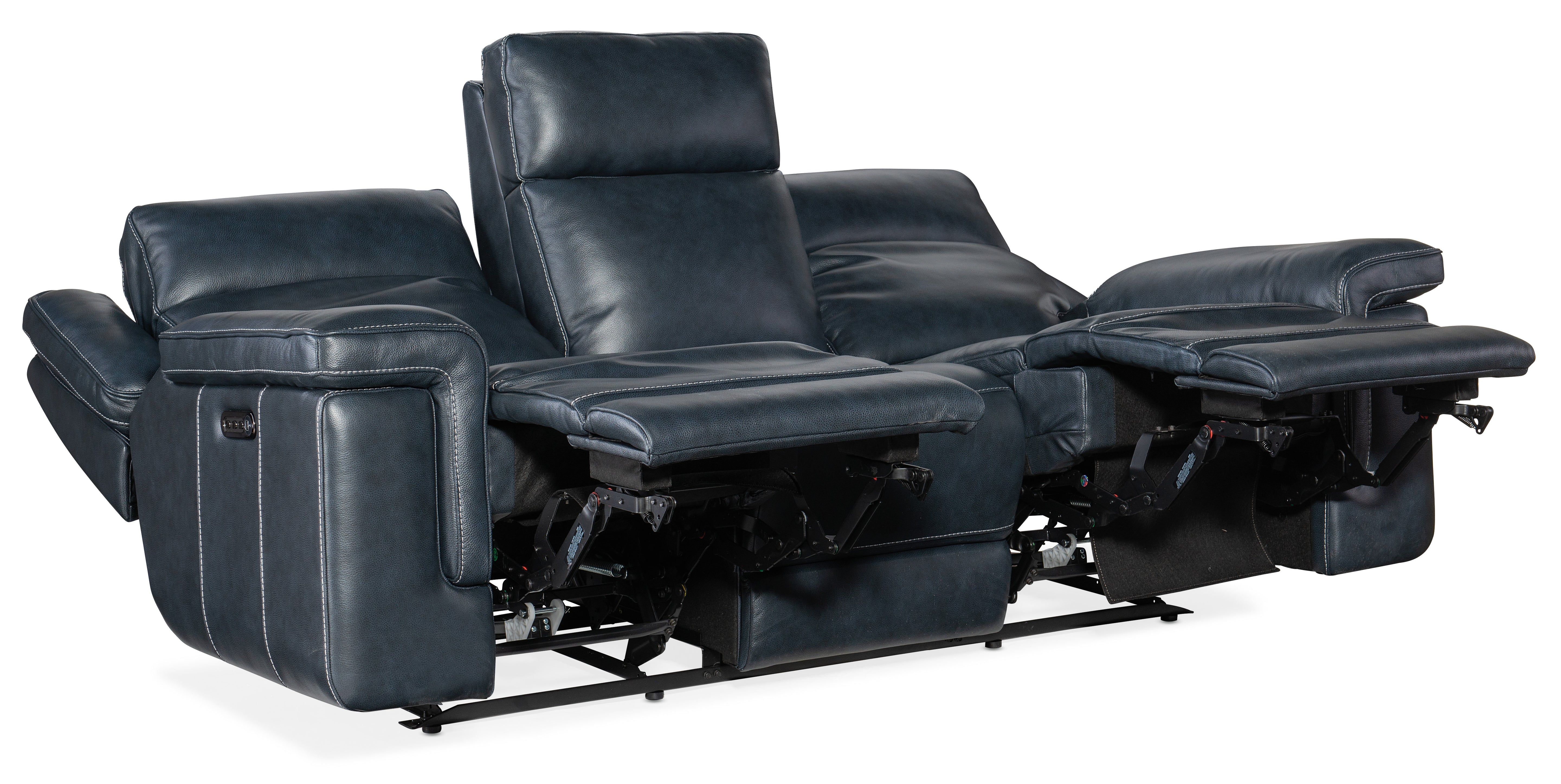 Hooker Furniture Montel Lay Flat Power Sofa with Power Headrest & Lumbar in Medium Blue