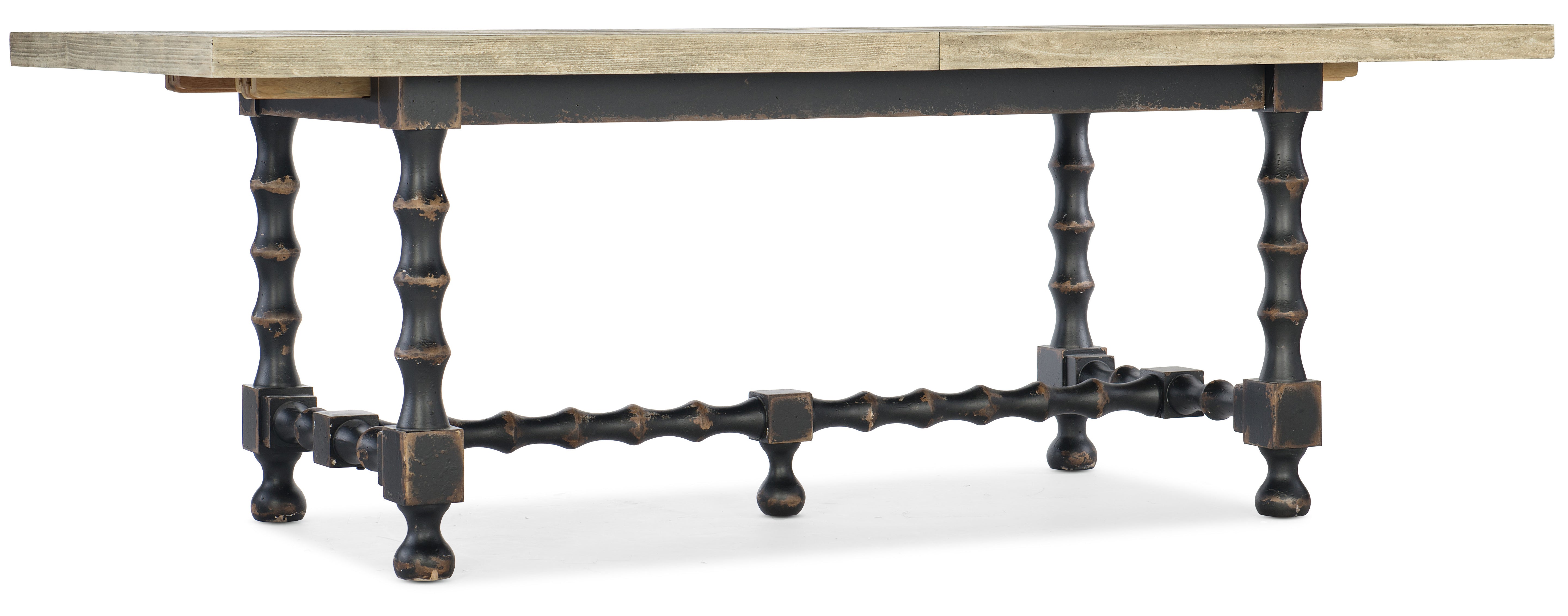 Hooker Furniture Ciao Bella 84in Trestle Table with 2-18in Leaves-Flaky White/Black
