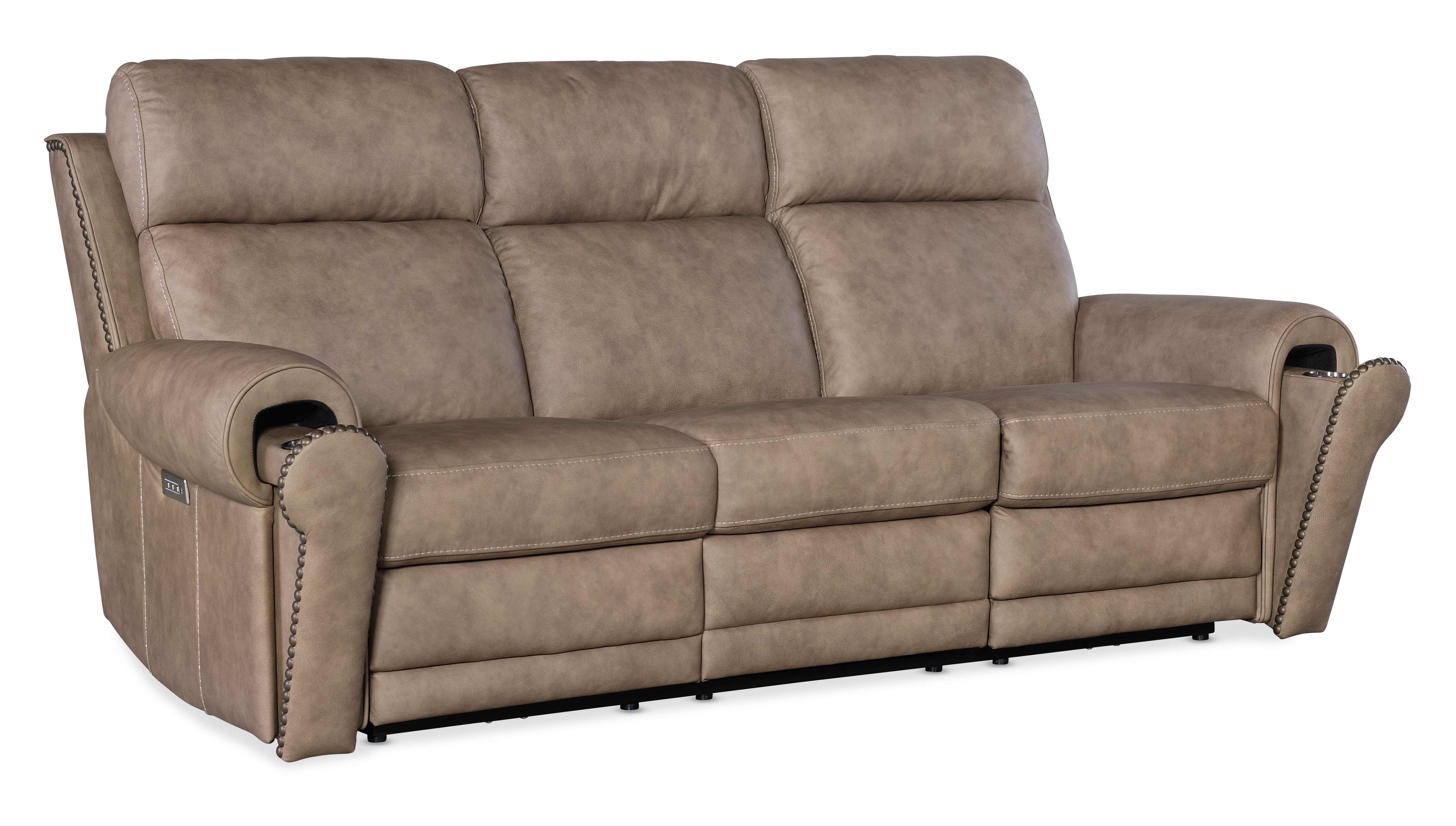 Hooker Furniture Duncan Power Sofa with Power Headrest & Lumbar in Light Brown