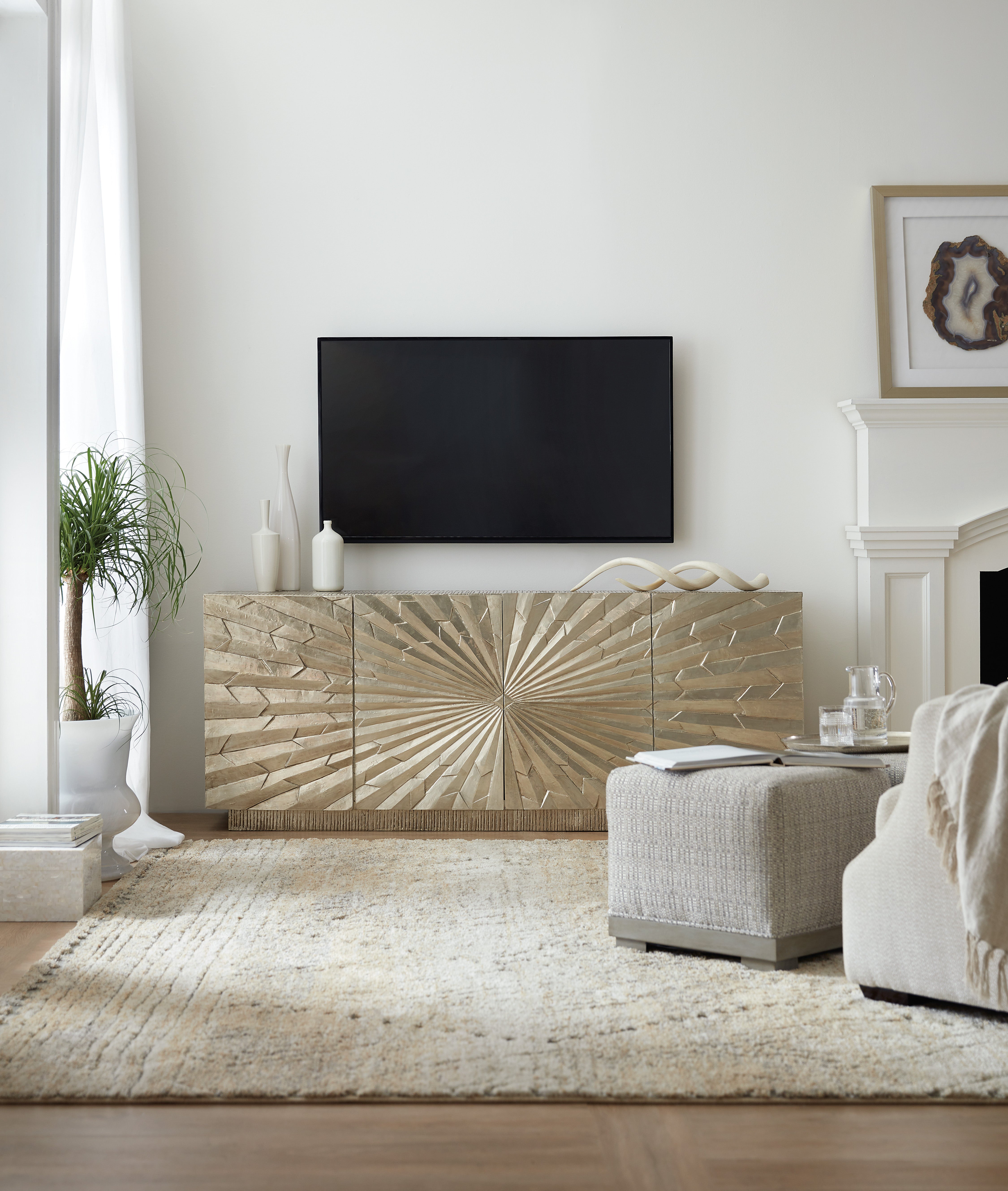 Hooker Furniture Big Bang 78in Entertainment Console in Silvers