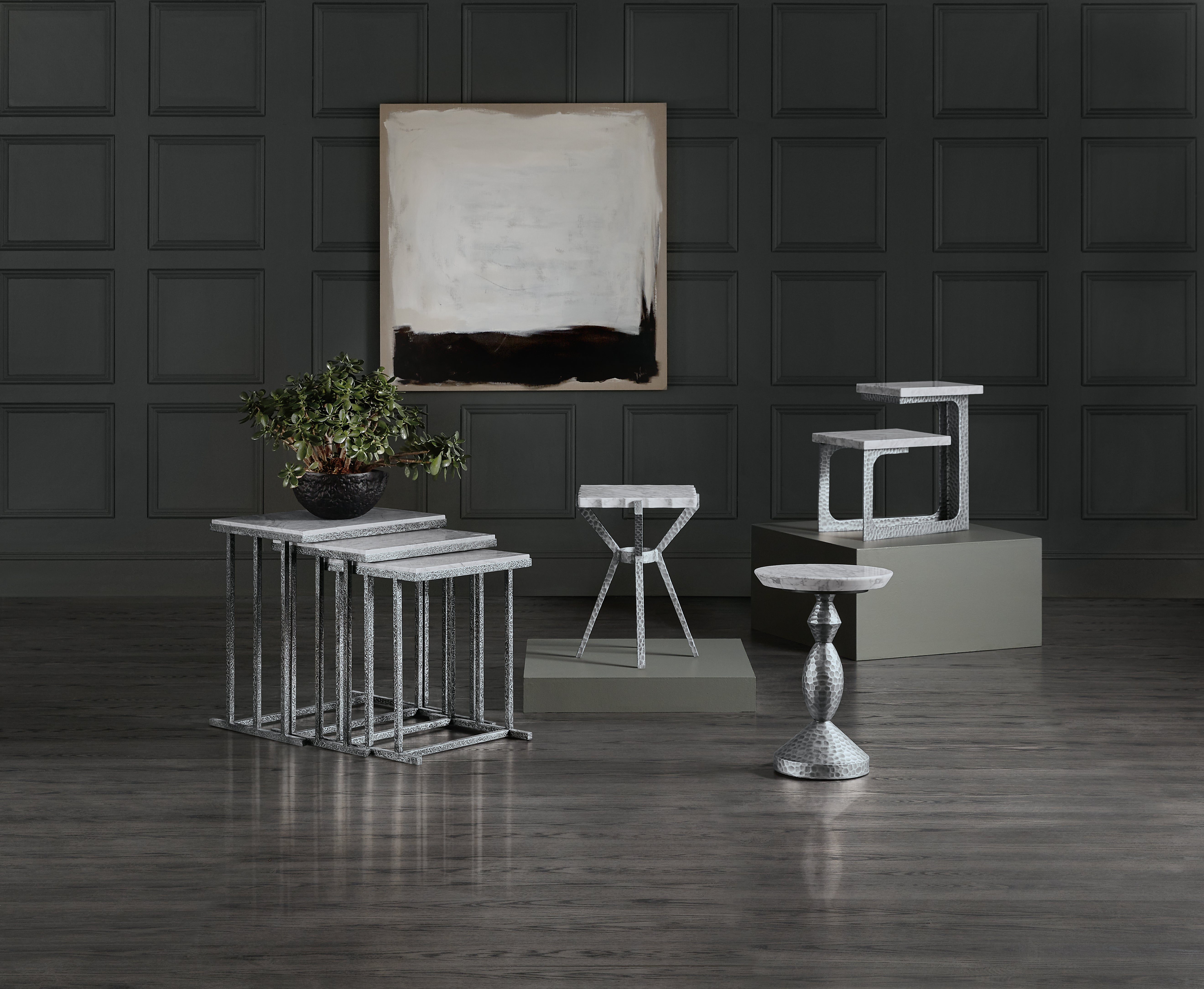 Hooker Furniture Melange Bianca Nesting Tables in Grays