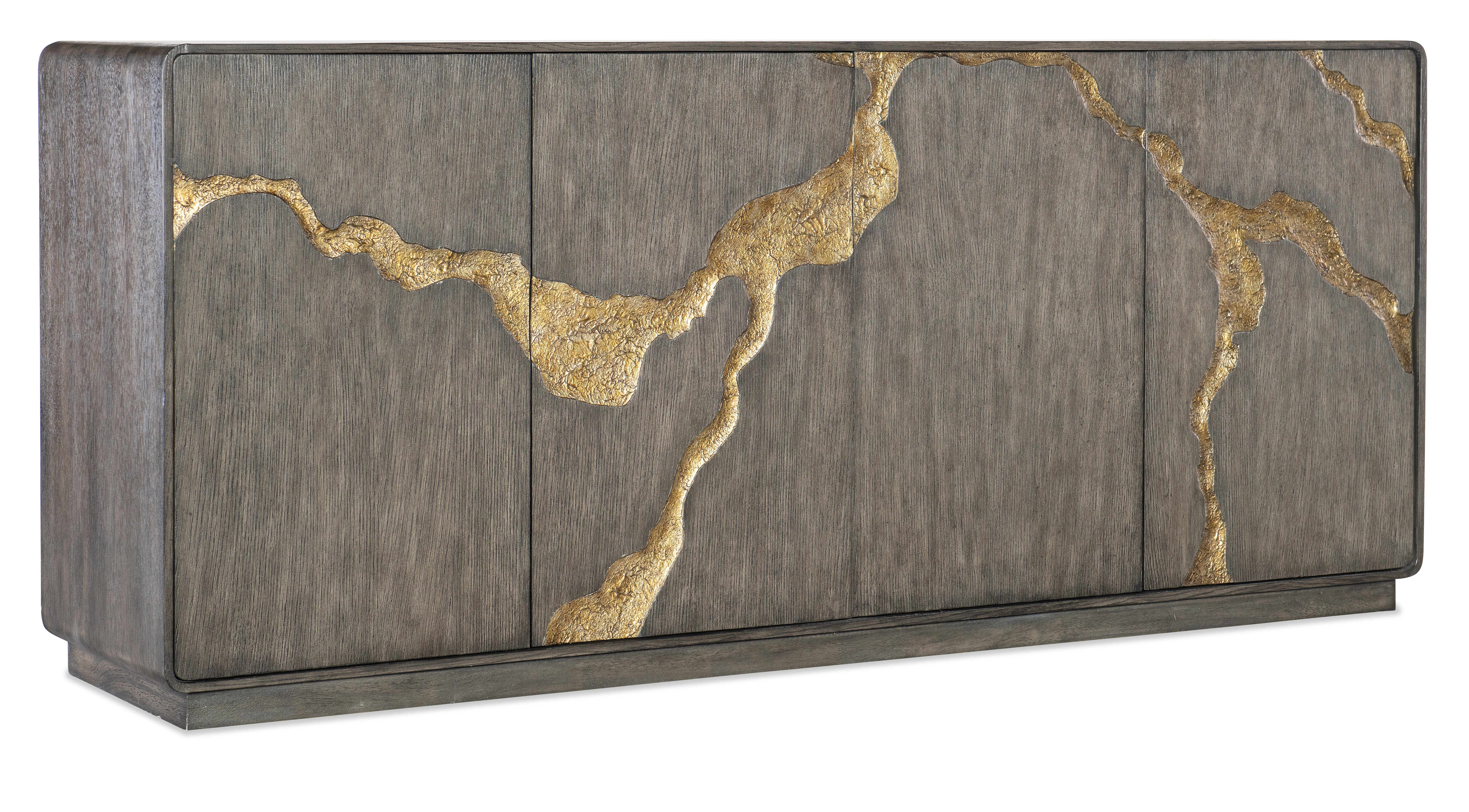 Hooker Furniture Melange Fissured Entertainment Credenza in Medium Green