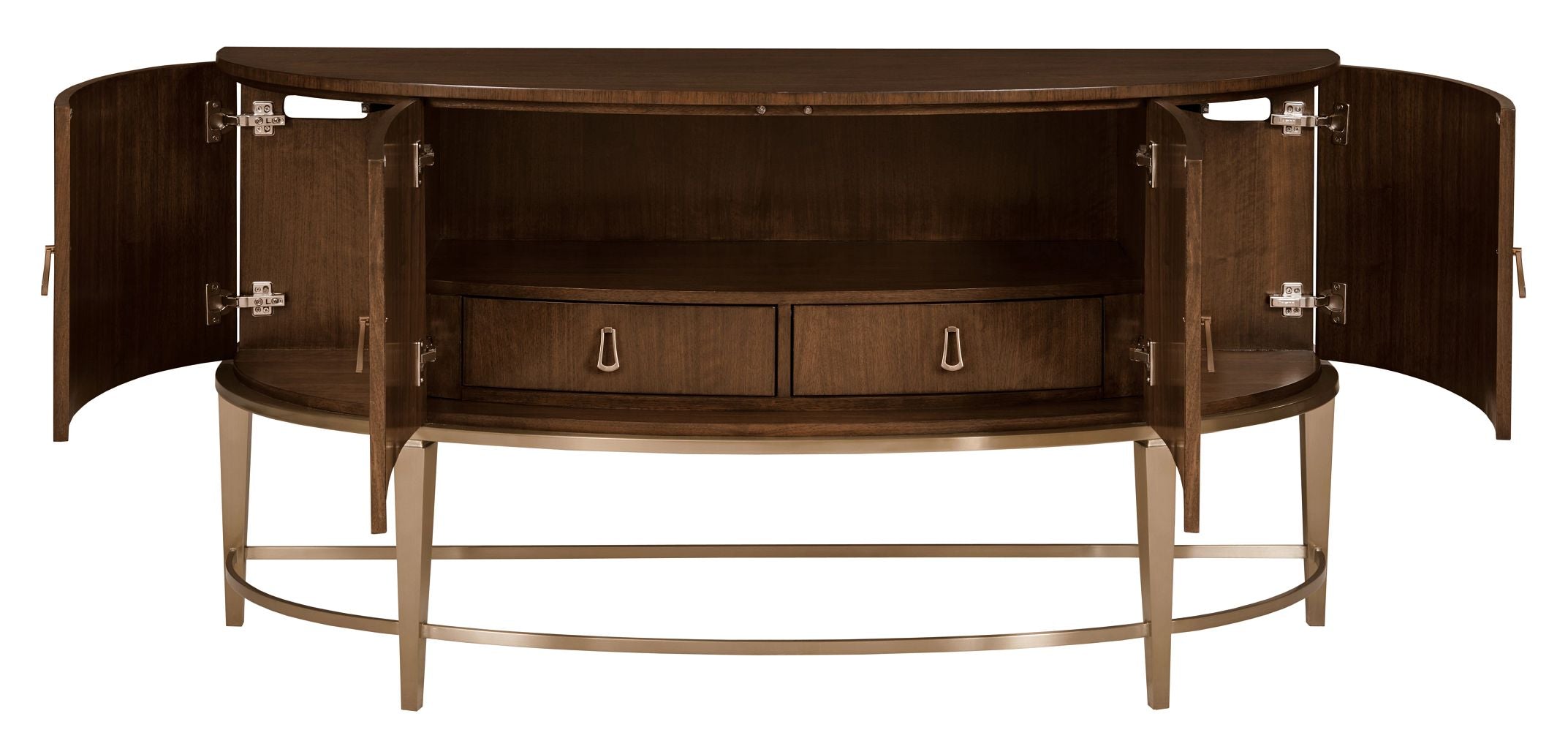 American Drew Vantage Gardner Demilune Sideboard in Warm Brown